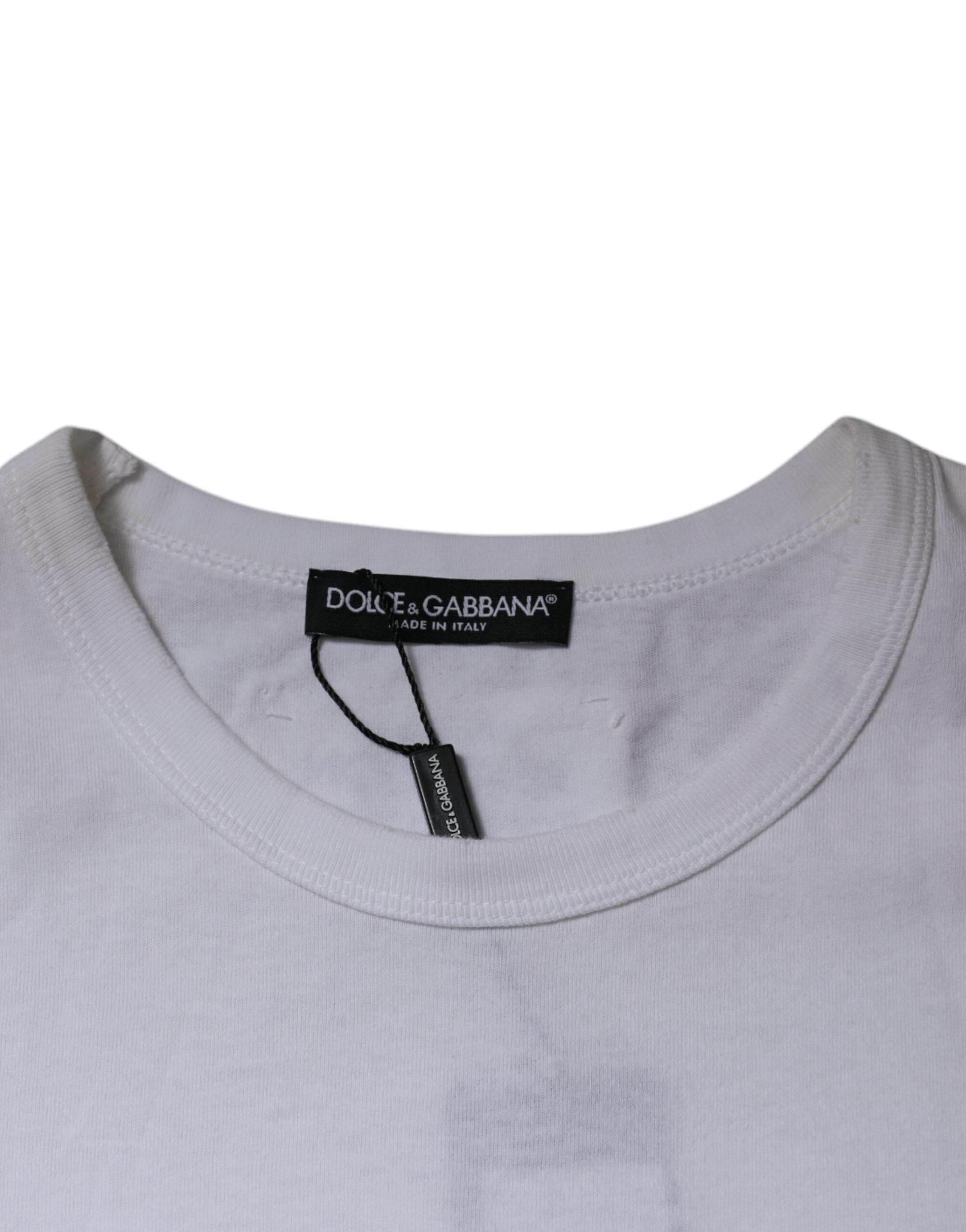 Dolce & Gabbana White Stripes Crew Neck Short Sleeves T-shirt - Hilstor