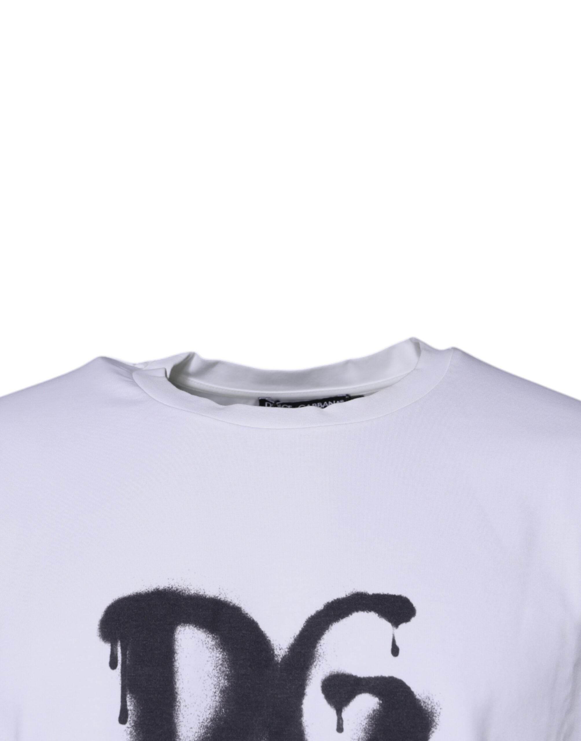 Dolce & Gabbana White DG Logo Cotton Crew Neck T-shirt - Hilstor