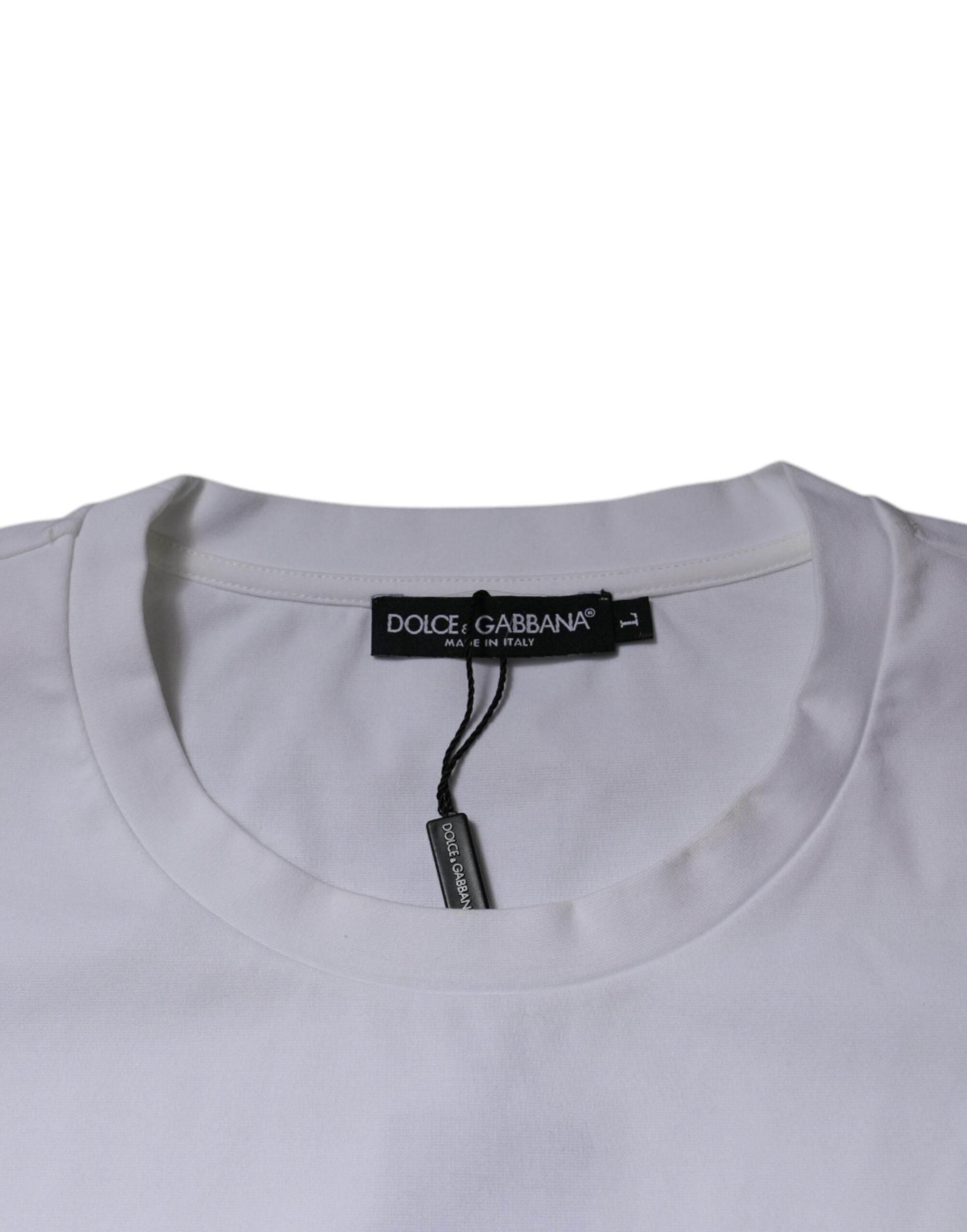 Dolce & Gabbana White DG Logo Cotton Crew Neck T-shirt - Hilstor