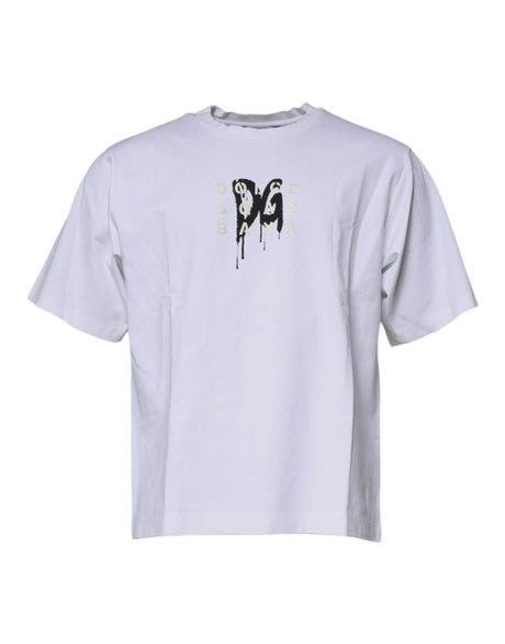Dolce & Gabbana White DG Logo Cotton Crew Neck T-shirt - Hilstor