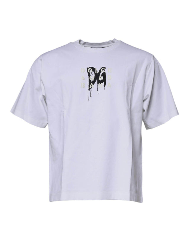 Dolce & Gabbana White DG Logo Cotton Crew Neck T-shirt - Hilstor