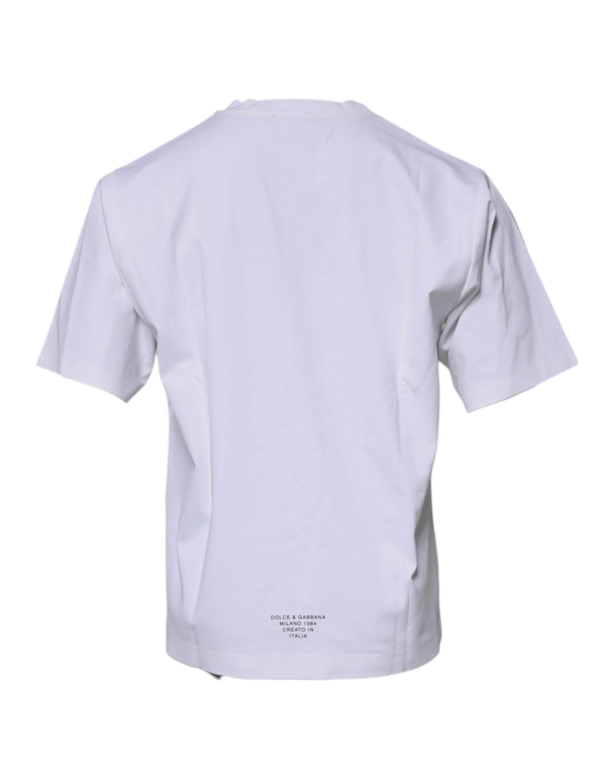 Dolce & Gabbana White DG Logo Cotton Crew Neck T-shirt - Hilstor