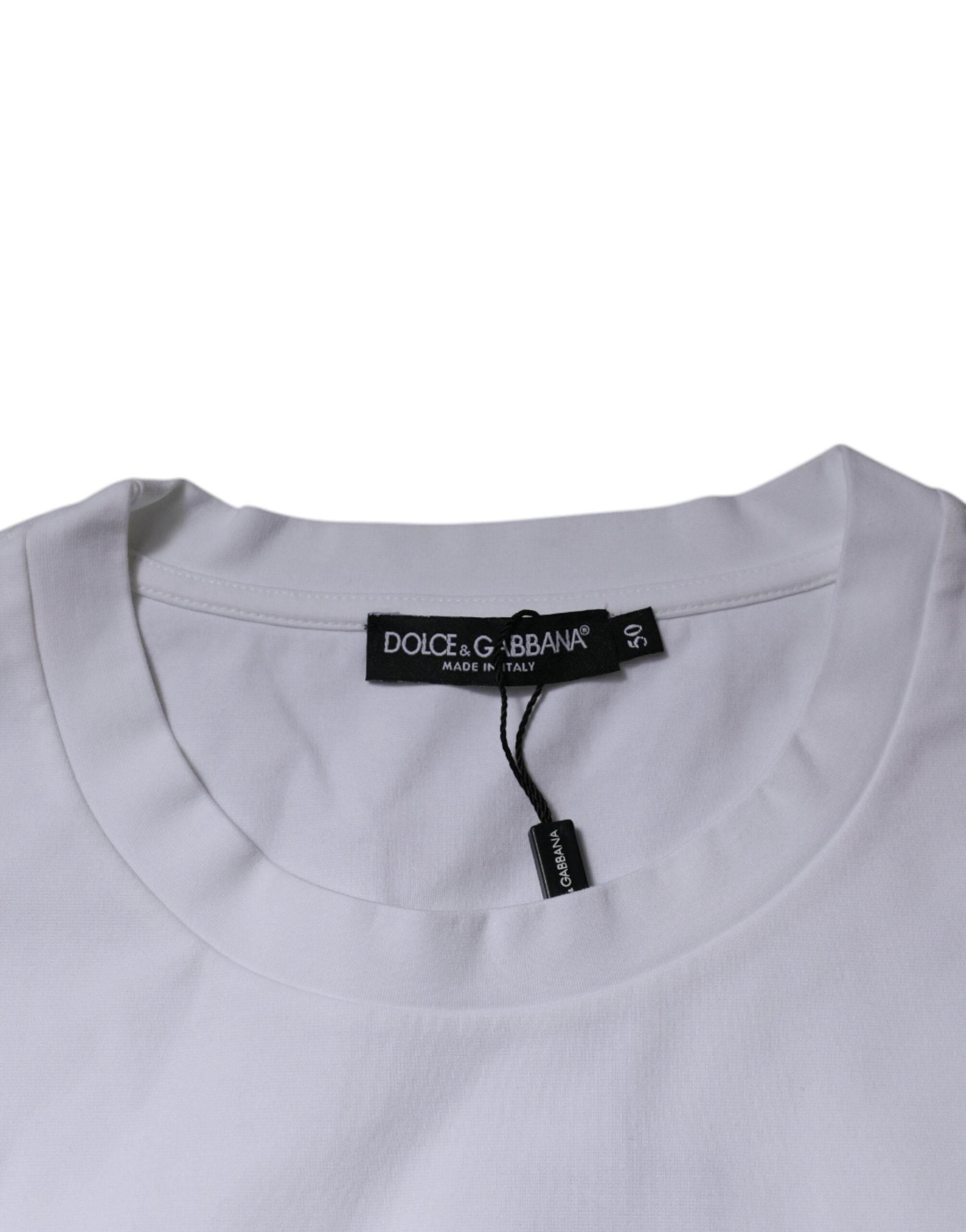 Dolce & Gabbana White DG Logo Cotton Crew Neck T-shirt - Hilstor