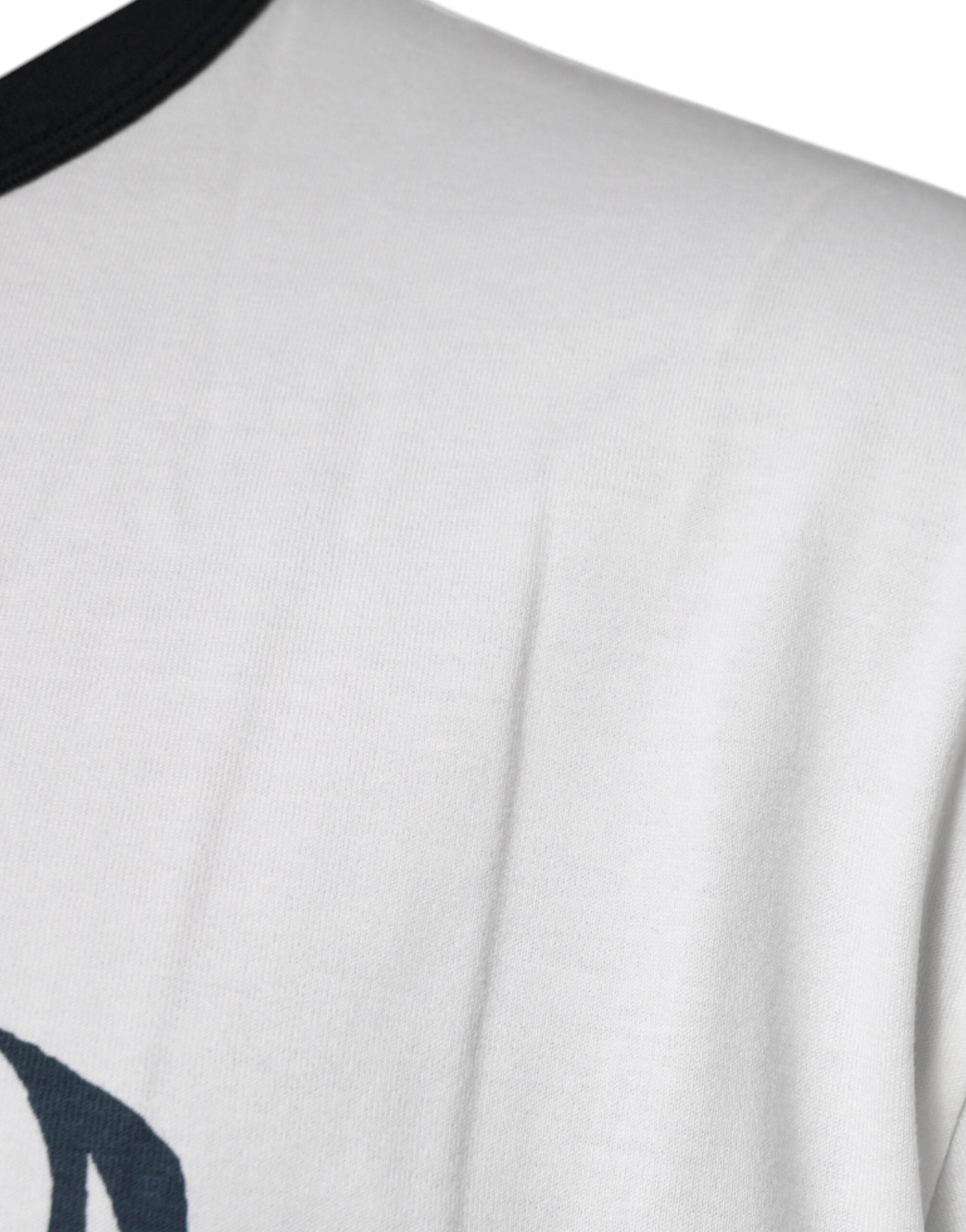 Dolce & Gabbana White Graphic Print Cotton Crew Neck T-shirt - Hilstor