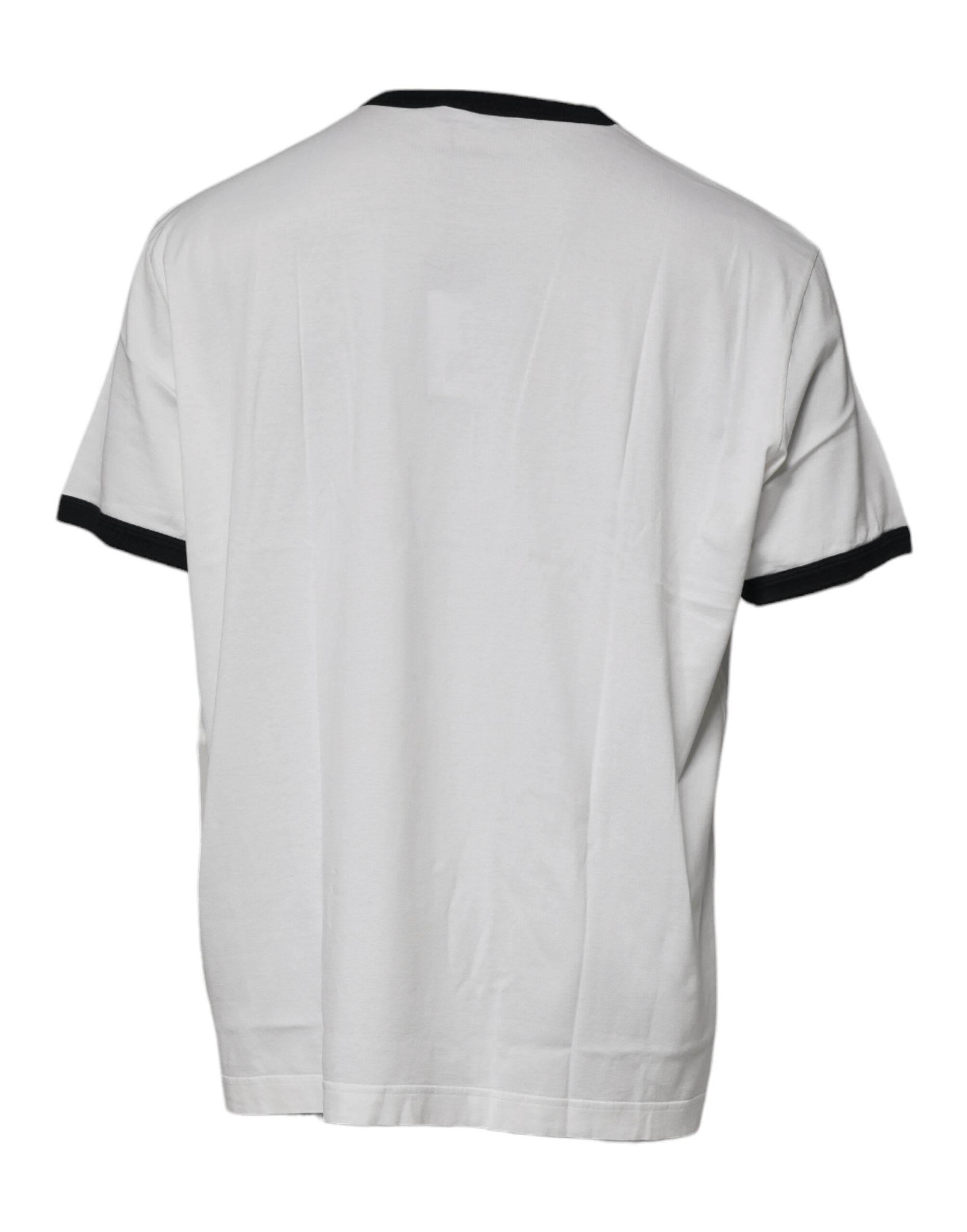 Dolce & Gabbana White Graphic Print Cotton Crew Neck T-shirt - Hilstor