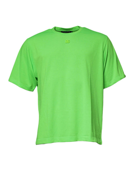 Dolce & Gabbana Green DG Logo Cotton Crew Neck T-shirt - Hilstor