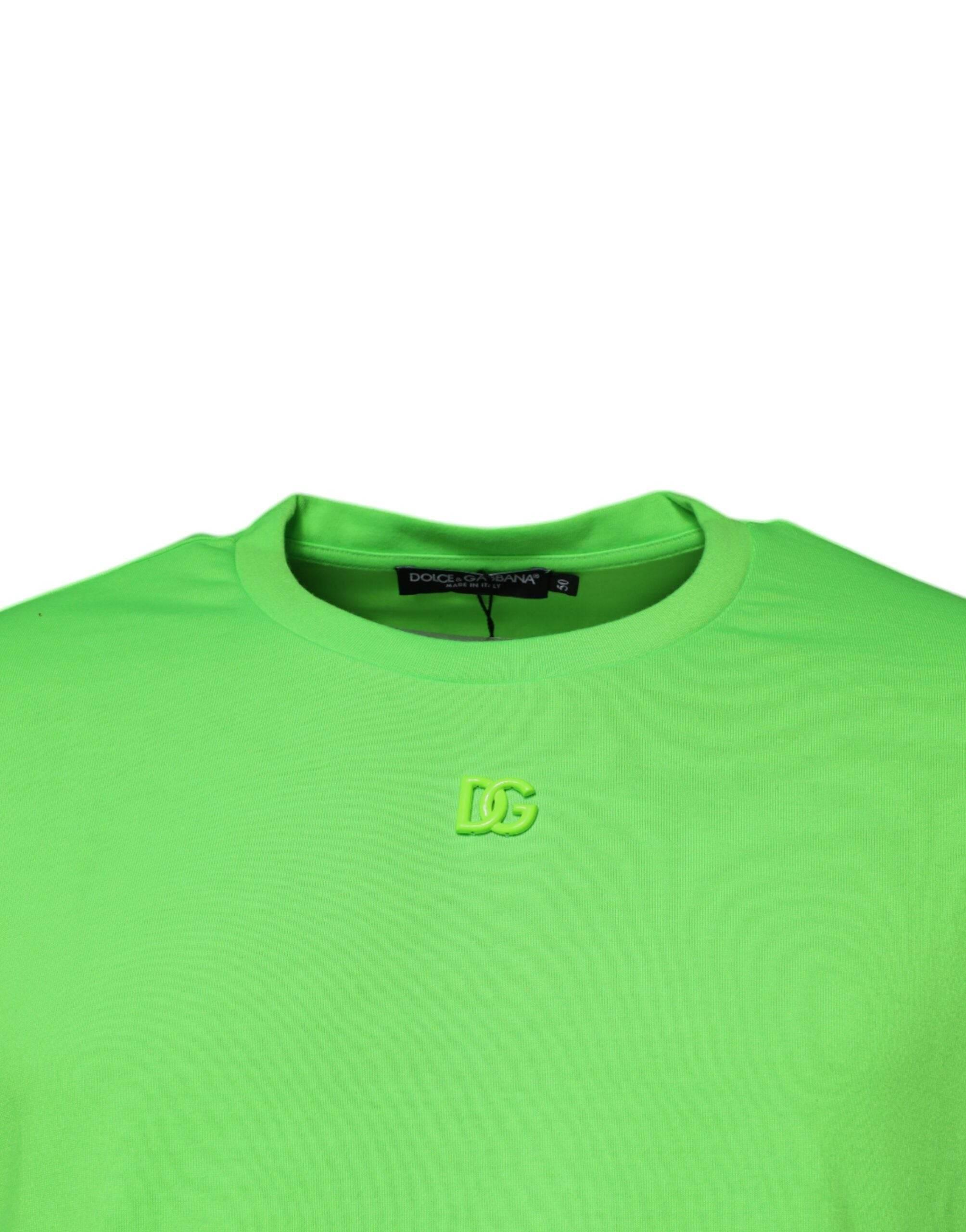 Dolce & Gabbana Green DG Logo Cotton Crew Neck T-shirt - Hilstor