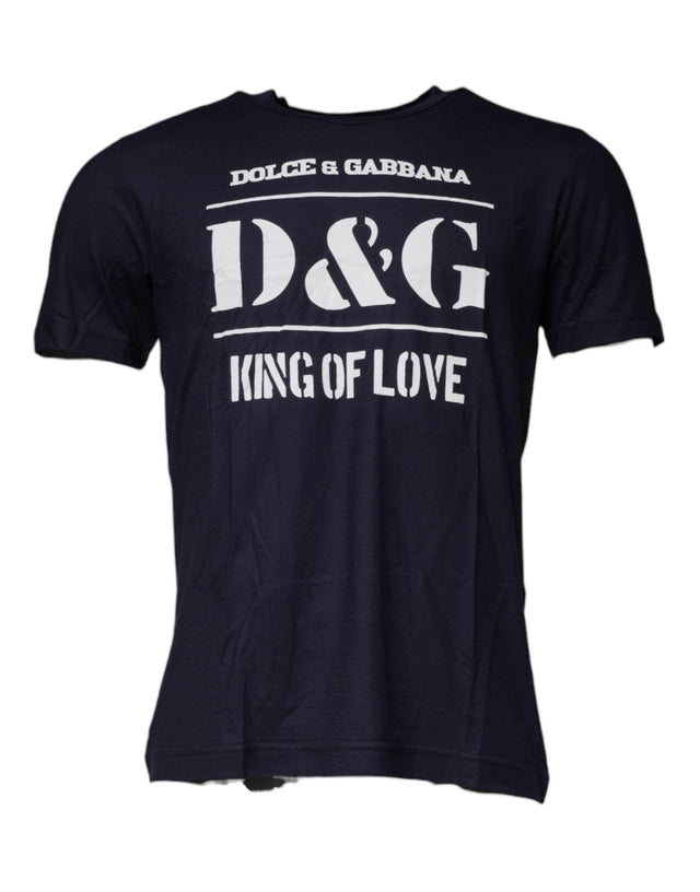 Dolce & Gabbana Blue D&G King Of Love Cotton Crew Neck T-shirt - Hilstor