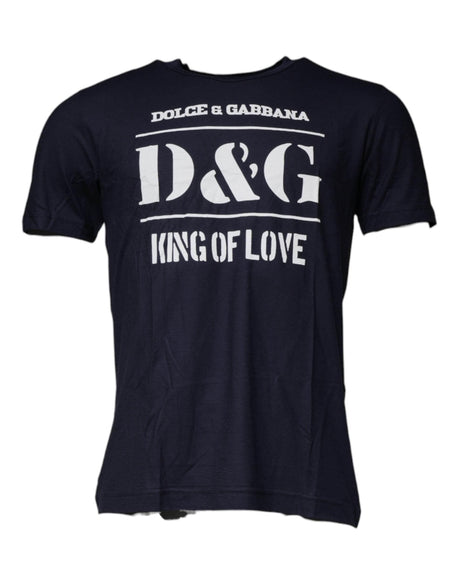 Dolce & Gabbana Blue D&G King Of Love Cotton Crew Neck T-shirt - Hilstor
