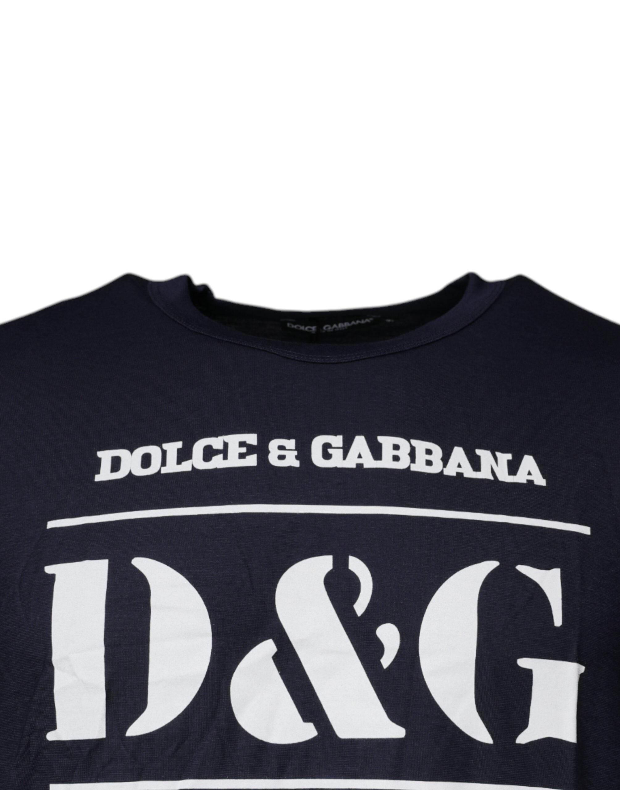 Dolce & Gabbana Blue D&G King Of Love Cotton Crew Neck T-shirt - Hilstor