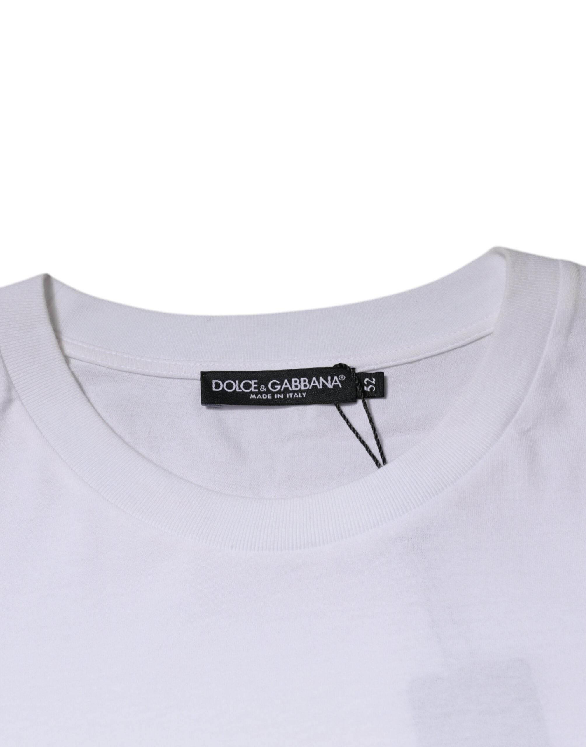 Dolce & Gabbana White DG Milano Cotton Crew Neck T-shirt - Hilstor