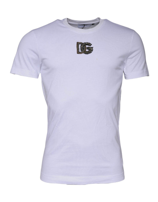 Dolce & Gabbana White DG Logo Cotton Crew Neck T-shirt - Hilstor