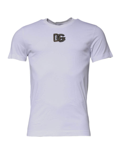 Dolce & Gabbana White DG Logo Cotton Crew Neck T-shirt - Hilstor