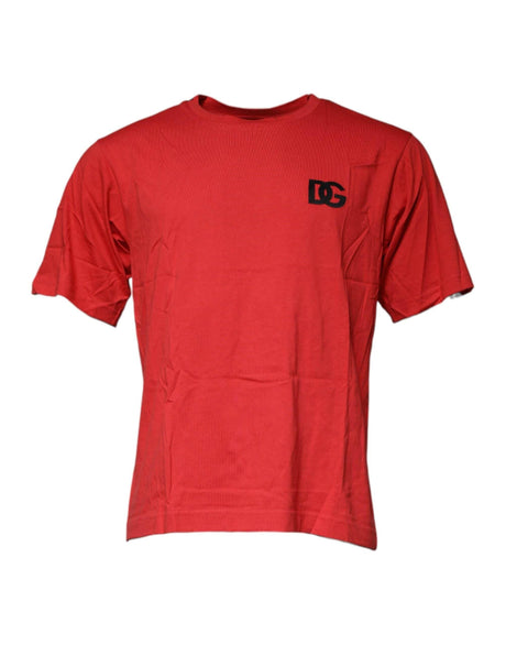 Dolce & Gabbana Red DG Logo Cotton Crew Neck T-shirt - Hilstor