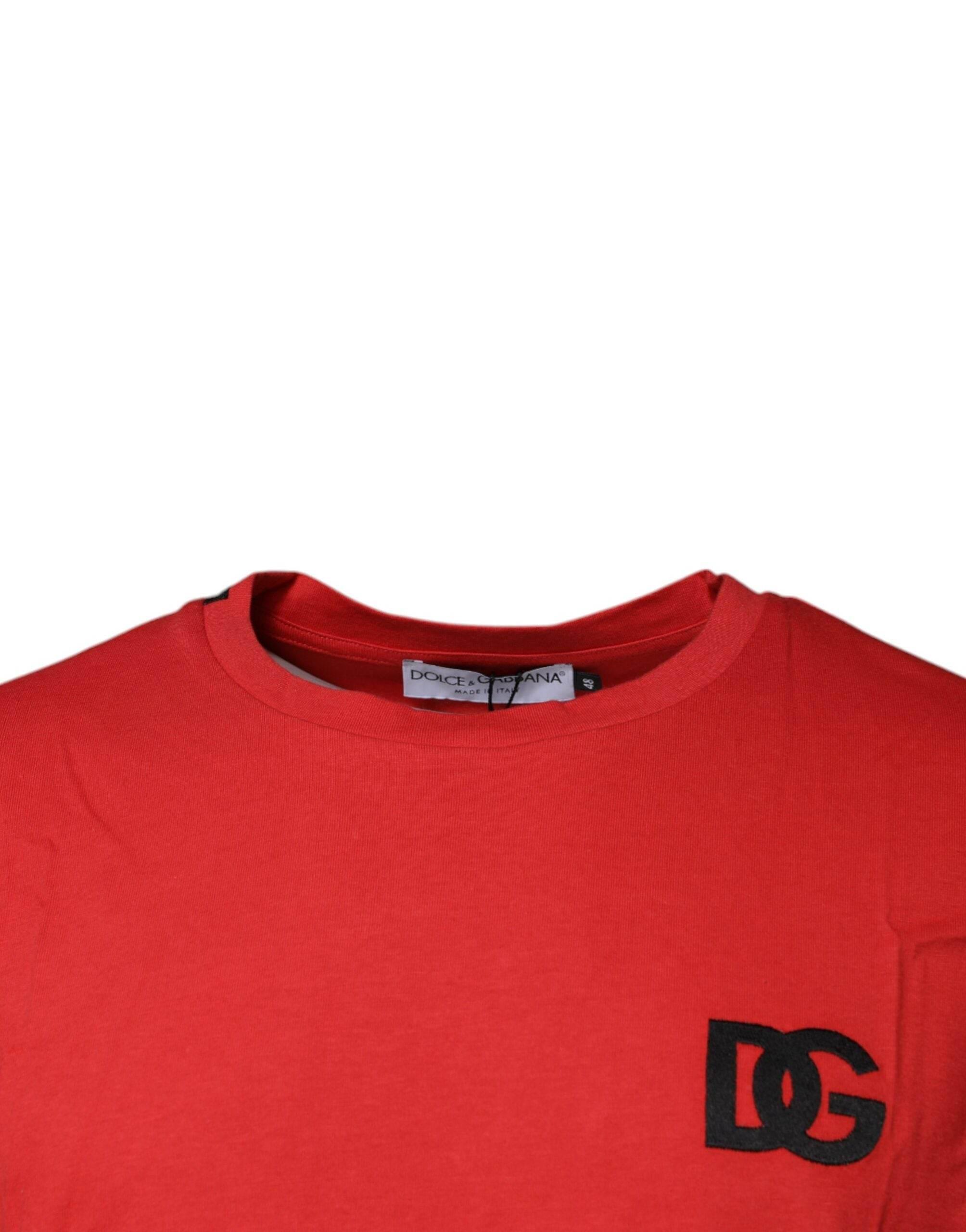 Dolce & Gabbana Red DG Logo Cotton Crew Neck T-shirt - Hilstor