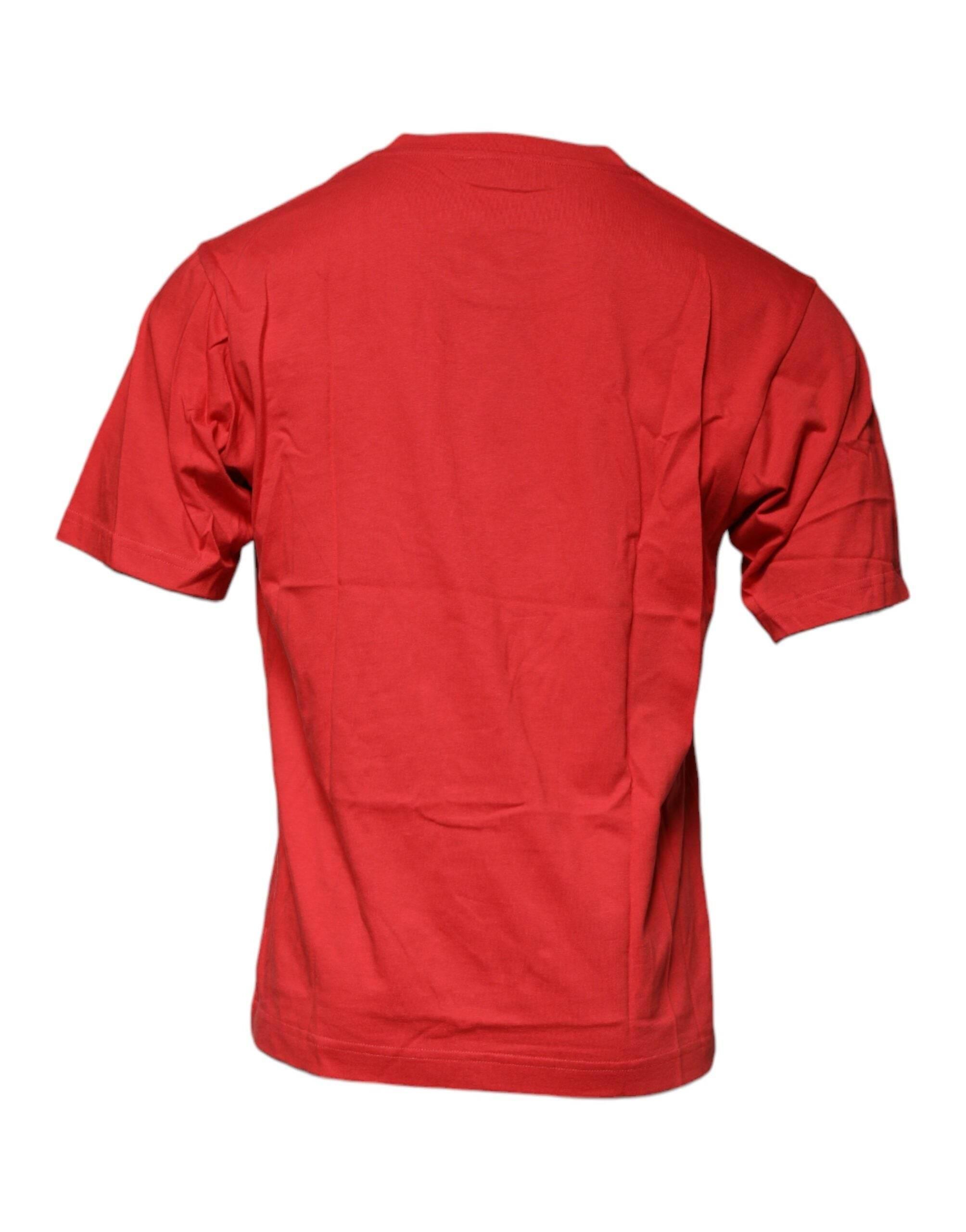 Dolce & Gabbana Red DG Logo Cotton Crew Neck T-shirt - Hilstor
