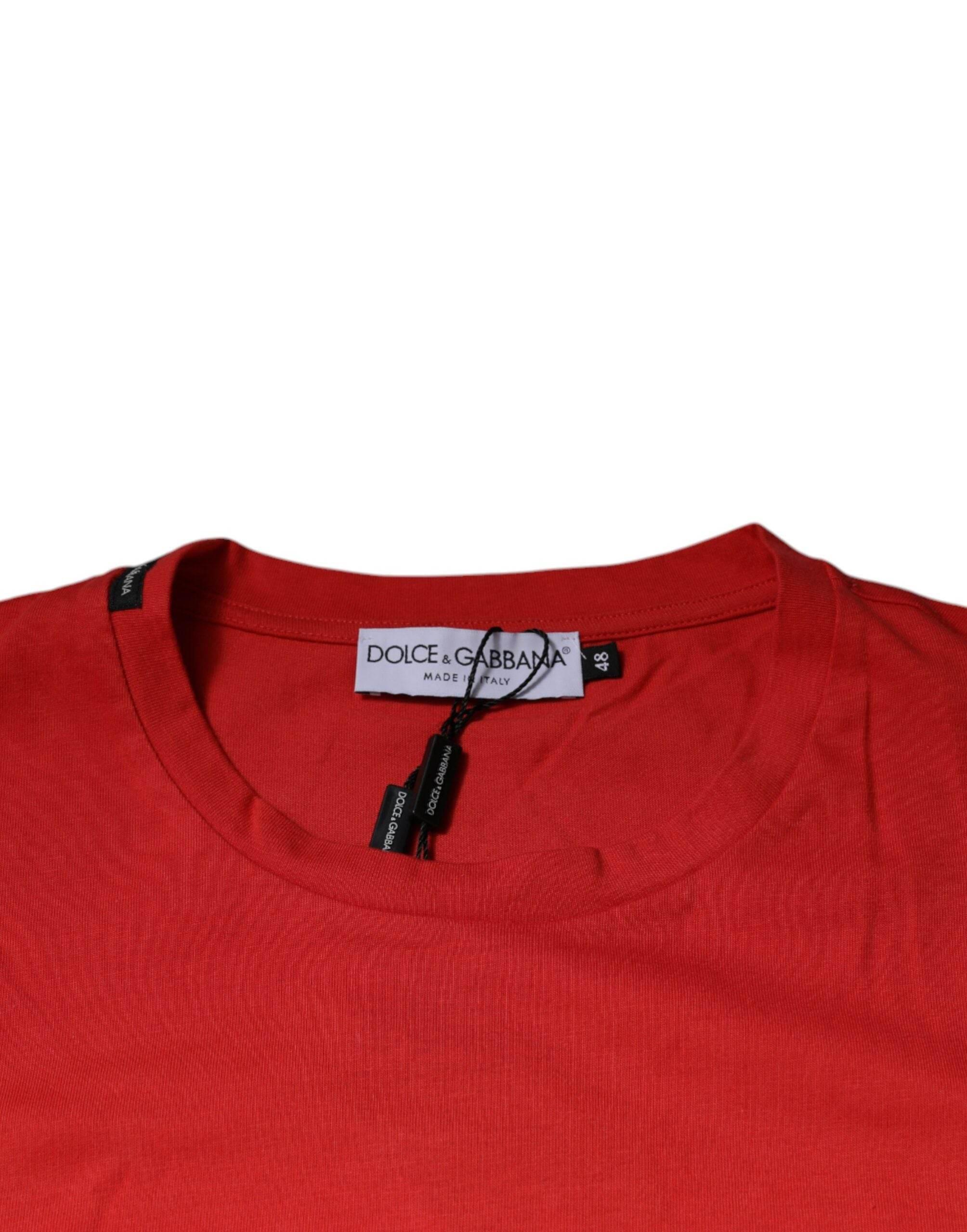 Dolce & Gabbana Red DG Logo Cotton Crew Neck T-shirt - Hilstor