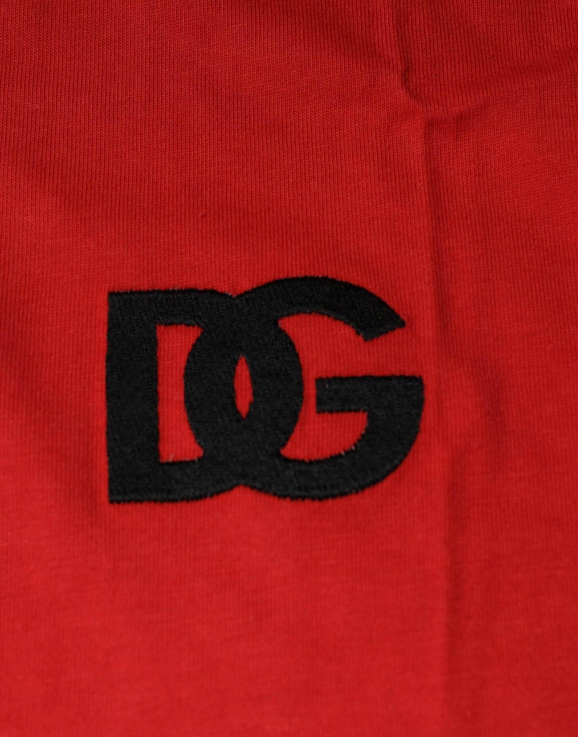 Dolce & Gabbana Red DG Logo Cotton Crew Neck T-shirt - Hilstor