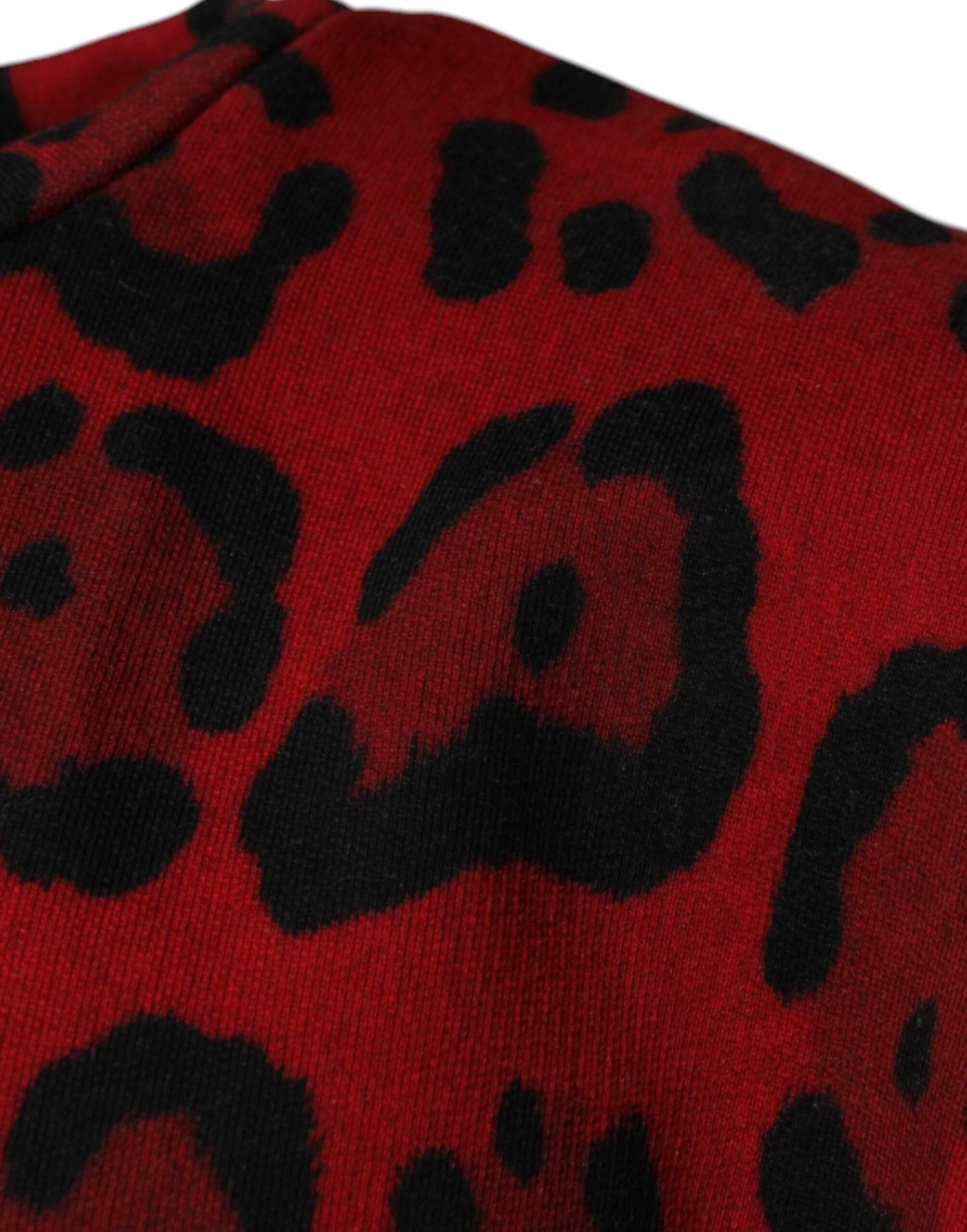 Dolce & Gabbana Red Leopard Print Cotton Sleeveless T-shirt - Hilstor