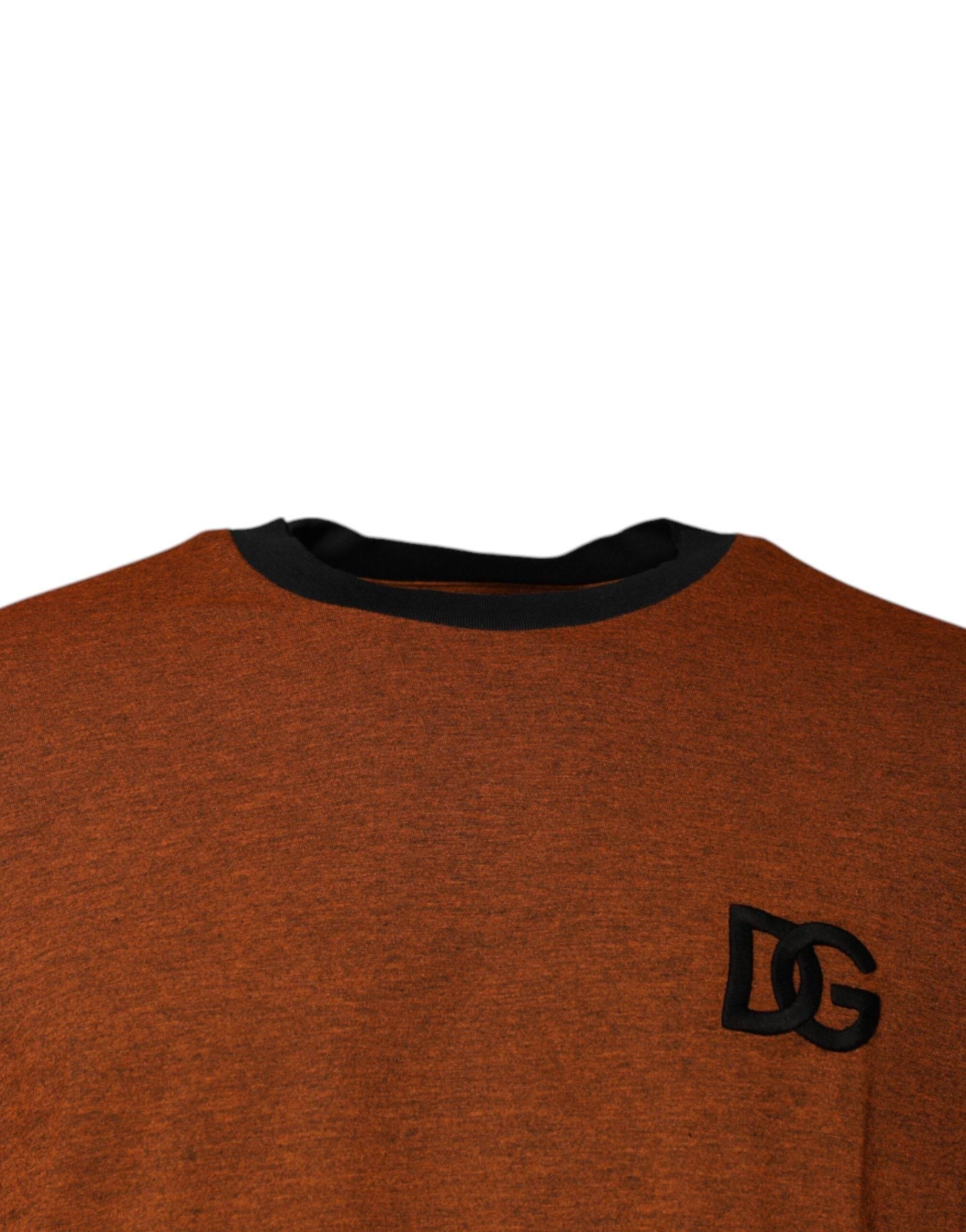 Dolce & Gabbana Brown DG Logo Cotton Crew Neck T-shirt - Hilstor