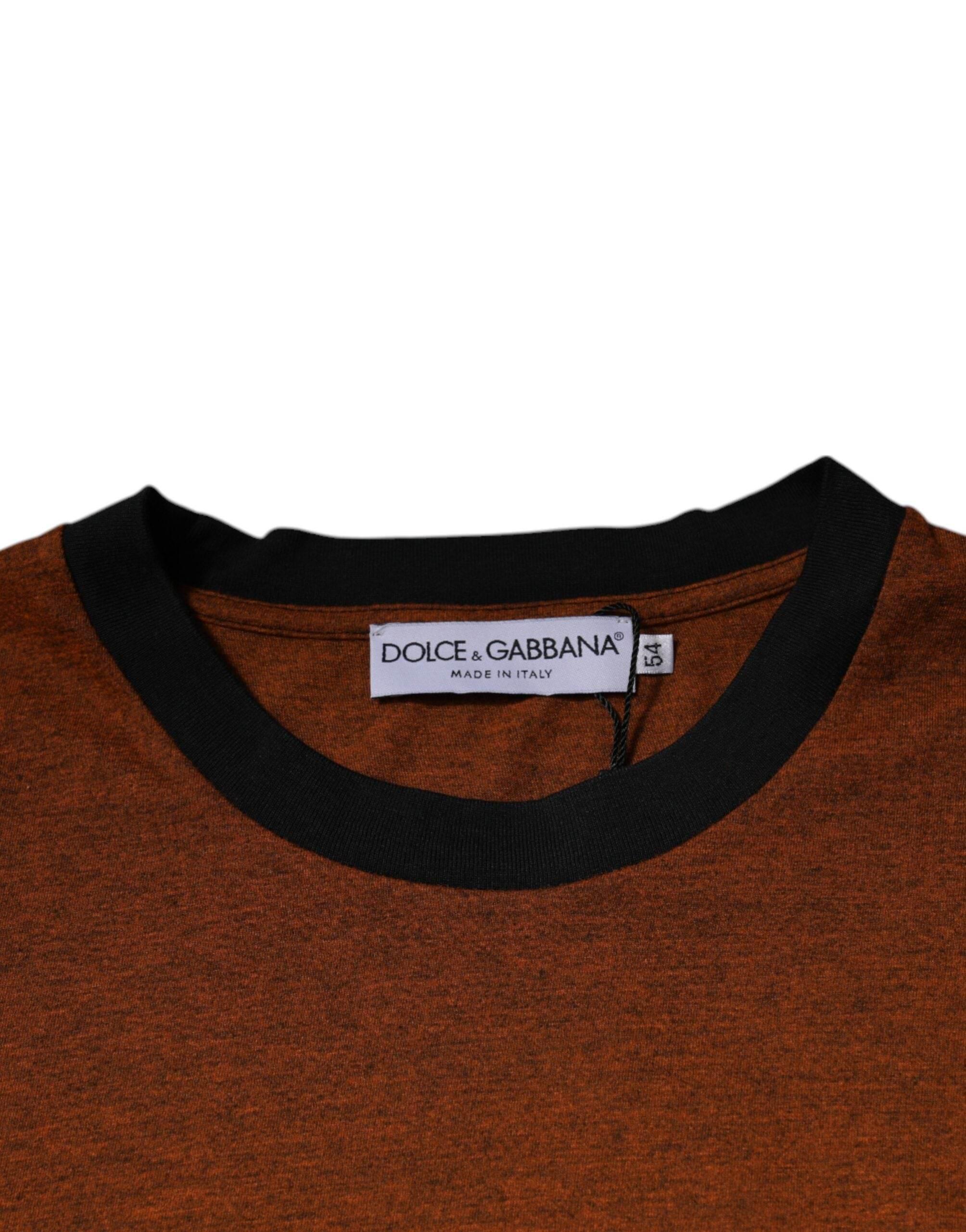 Dolce & Gabbana Brown DG Logo Cotton Crew Neck T-shirt - Hilstor