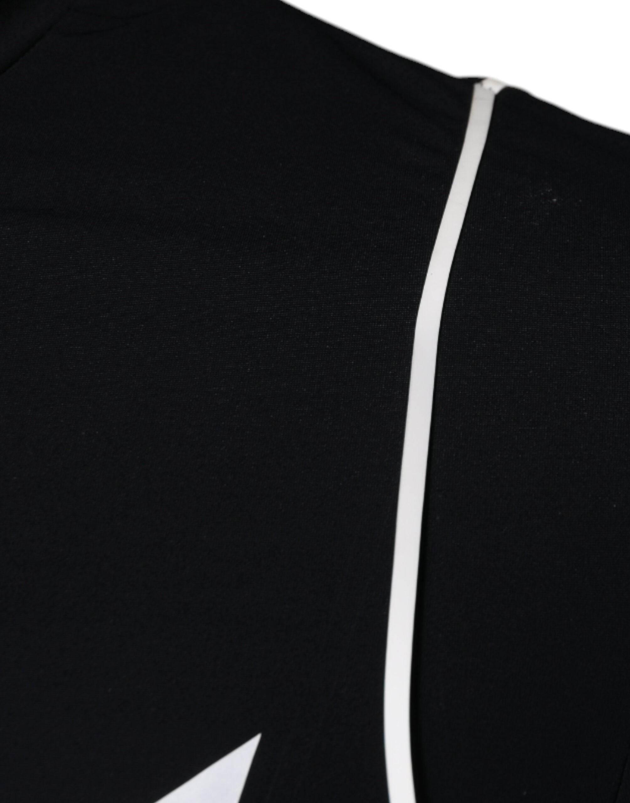 Dolce & Gabbana Black Graphic Print Nylon Crew Neck T-shirt - Hilstor