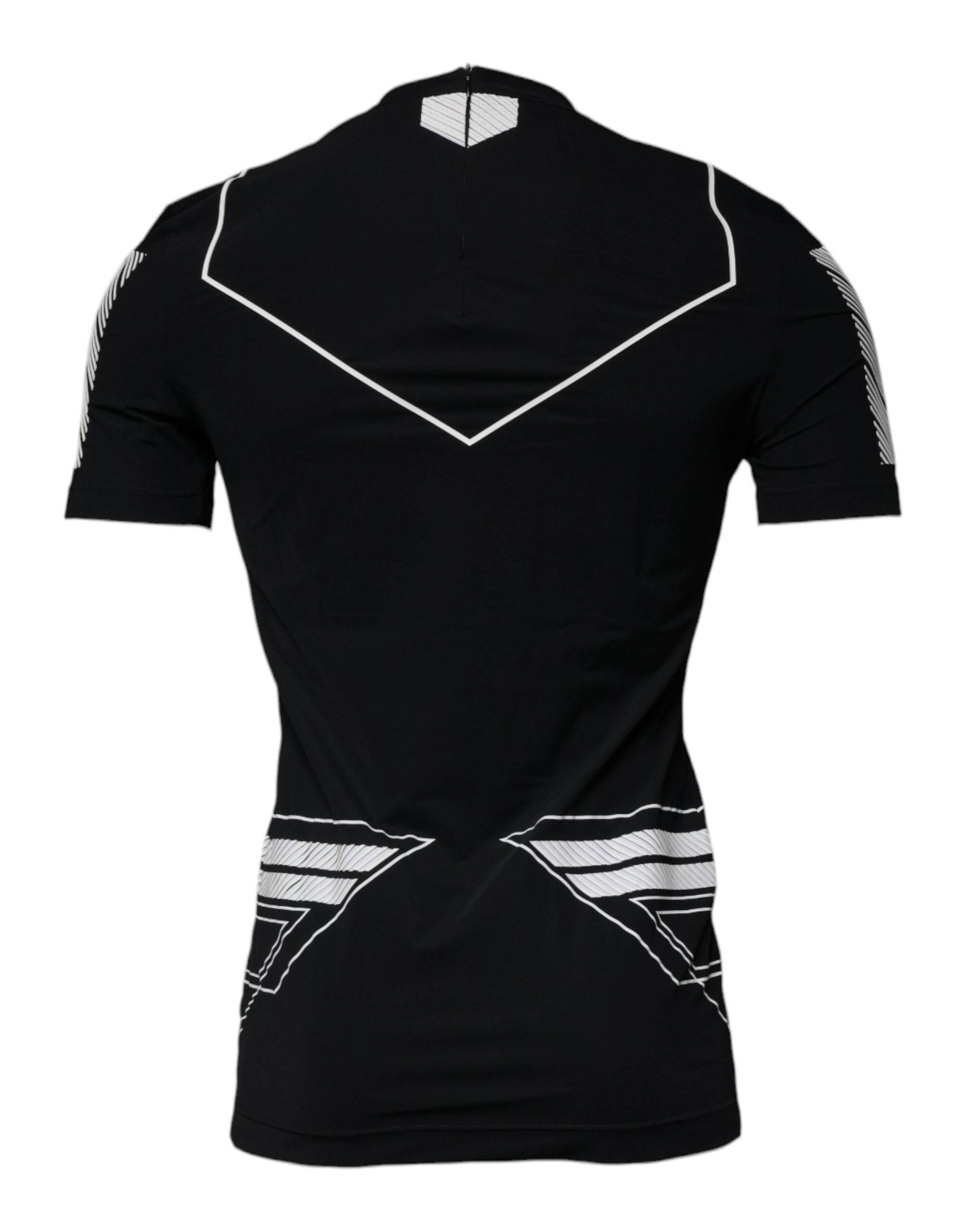 Dolce & Gabbana Black Graphic Print Nylon Crew Neck T-shirt - Hilstor