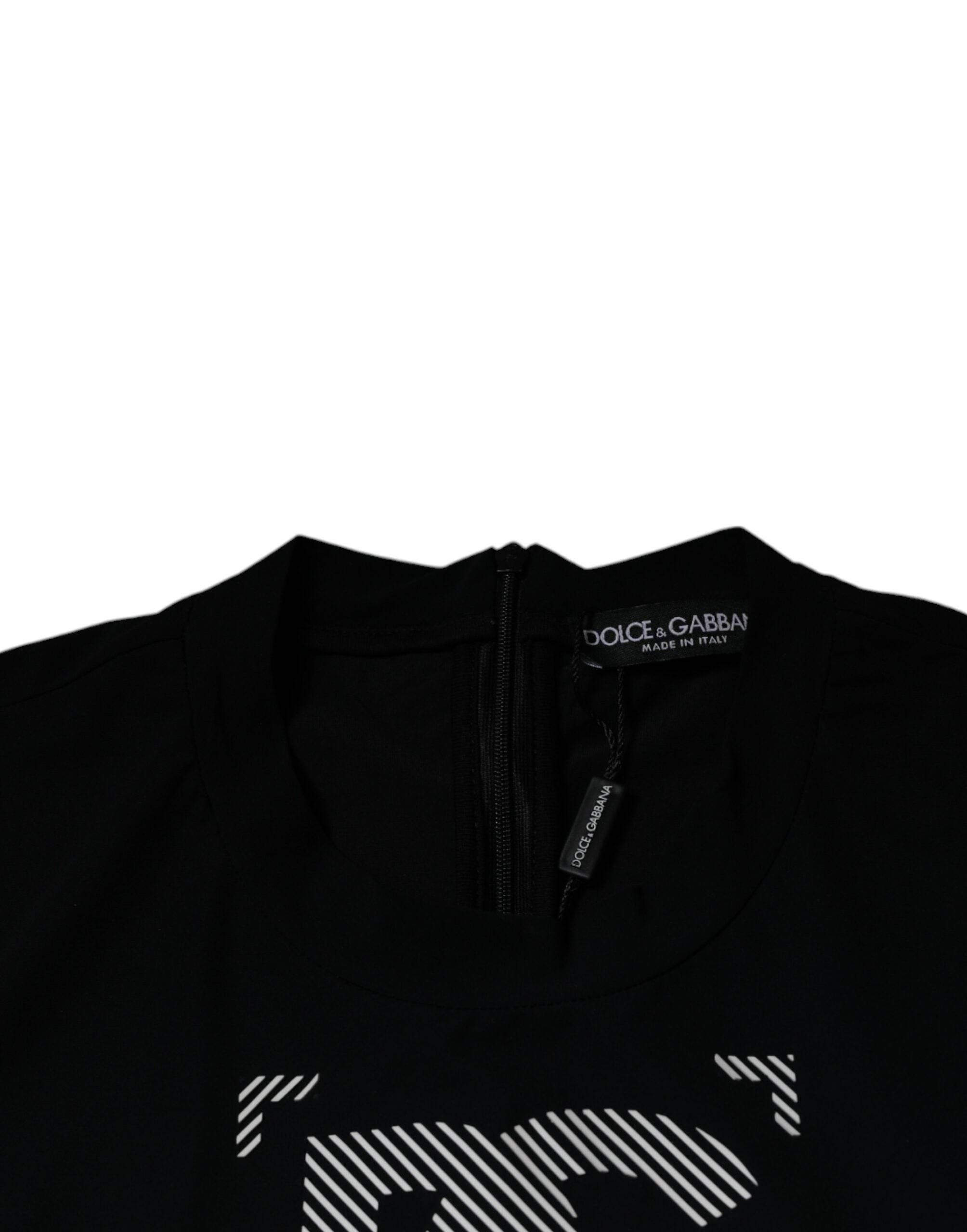 Dolce & Gabbana Black Graphic Print Nylon Crew Neck T-shirt - Hilstor