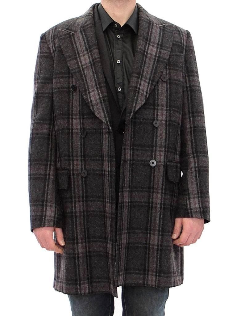 Dolce & Gabbana Gray Double Breasted Coat Jacket - Hilstor