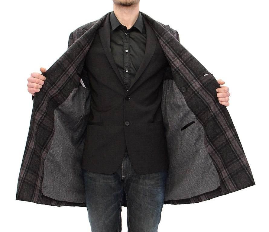 Dolce & Gabbana Gray Double Breasted Coat Jacket - Hilstor