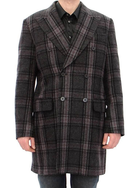 Dolce & Gabbana Gray Double Breasted Coat Jacket - Hilstor