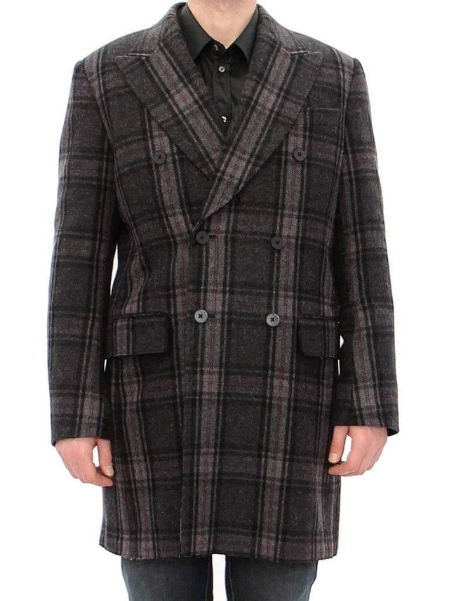 Dolce & Gabbana Gray Double Breasted Coat Jacket - Hilstor