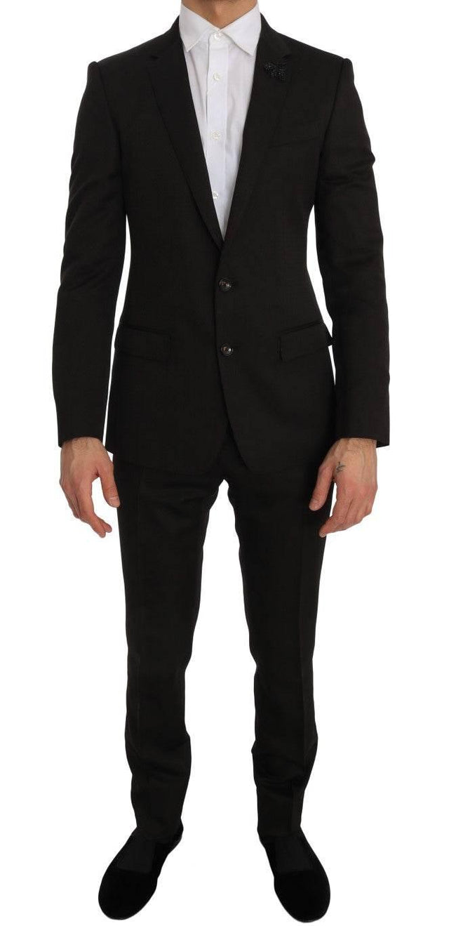 Dolce & Gabbana Elegant Brown Jacquard Martini Suit - Hilstor