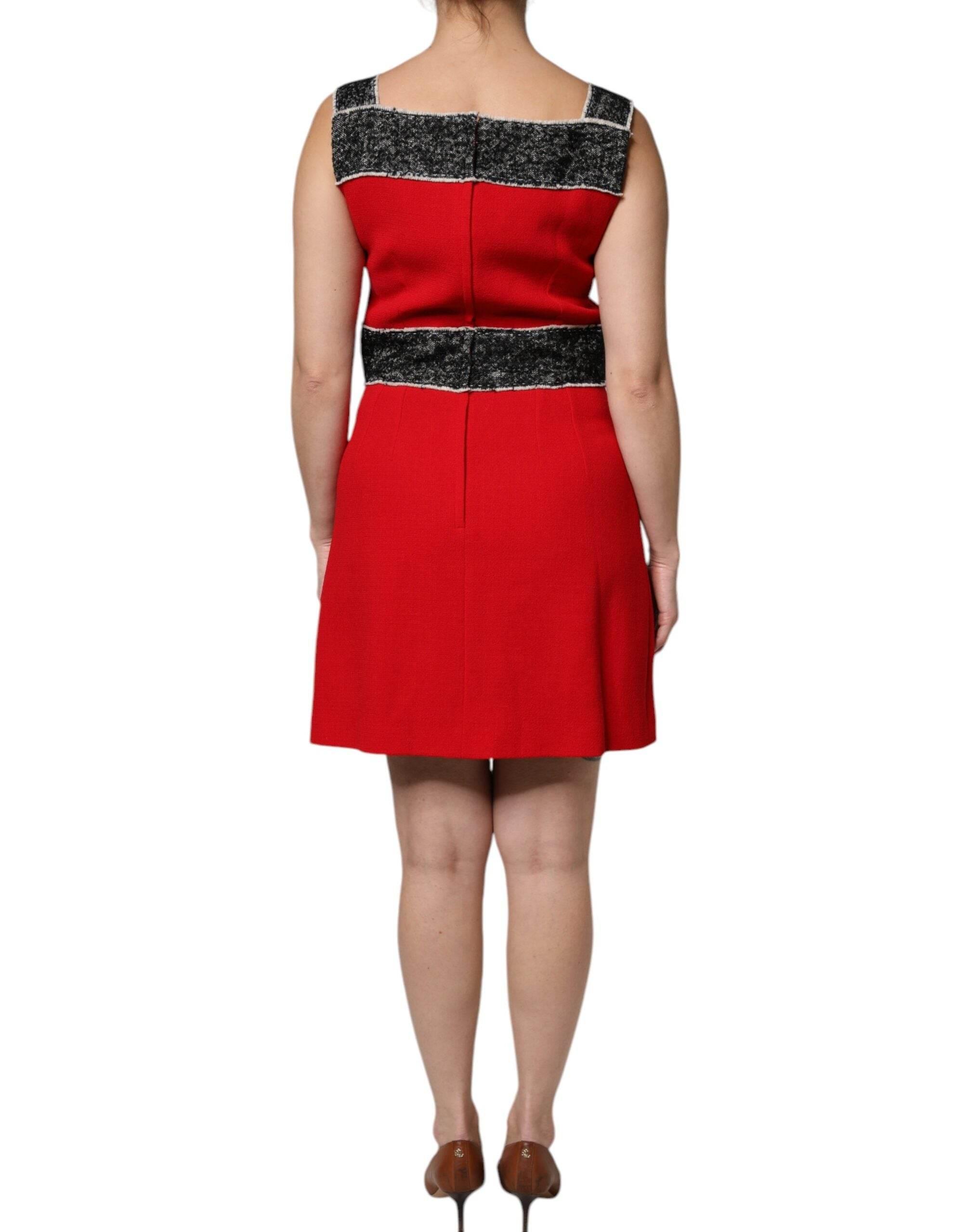 Dolce & Gabbana Red Wool Sleeveless A-line Flared Mini Dress - Hilstor