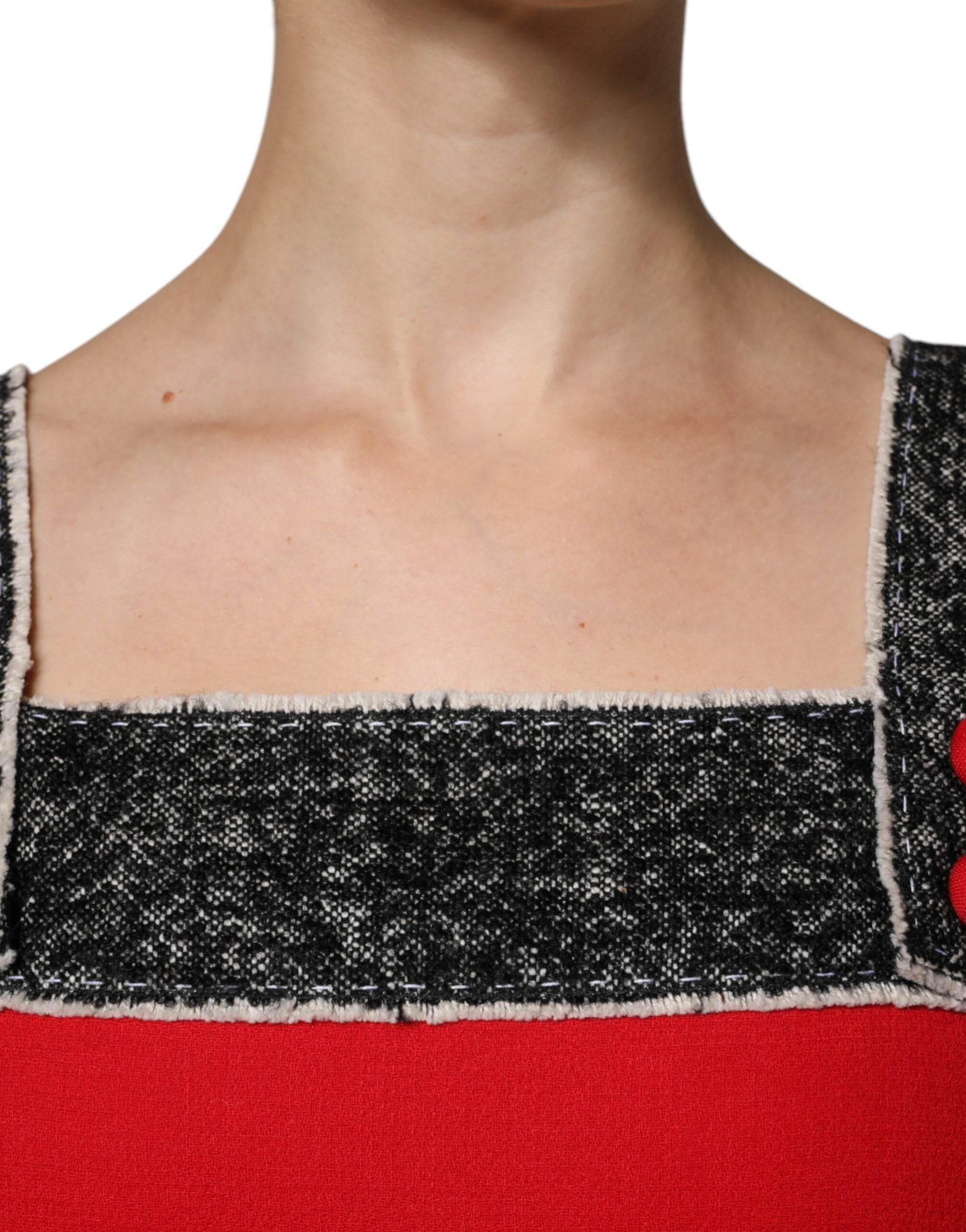 Dolce & Gabbana Red Wool Sleeveless A-line Flared Mini Dress - Hilstor