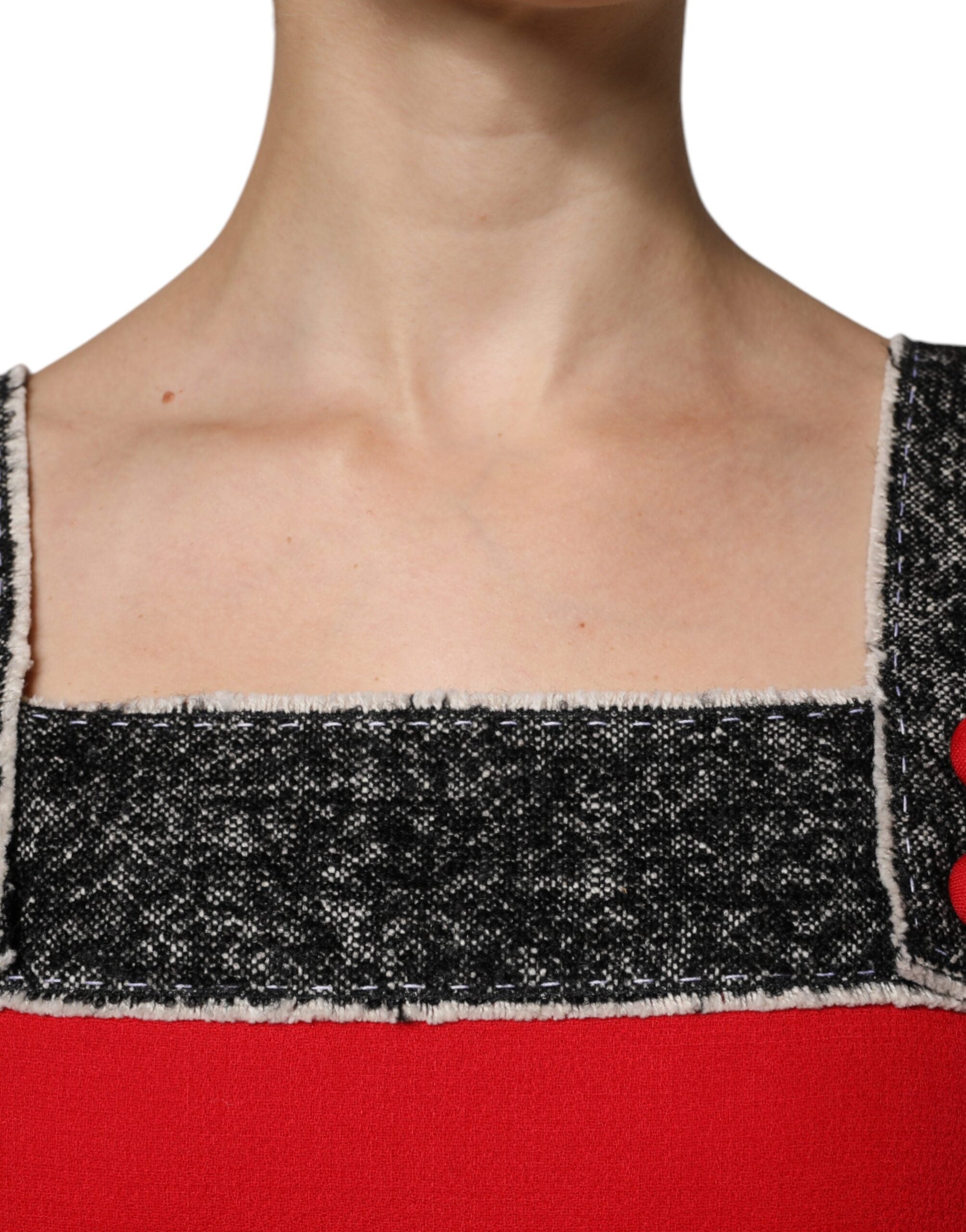 Dolce &amp; Gabbana Red Wool Ærmeløs A-line Flared Mini Kjole