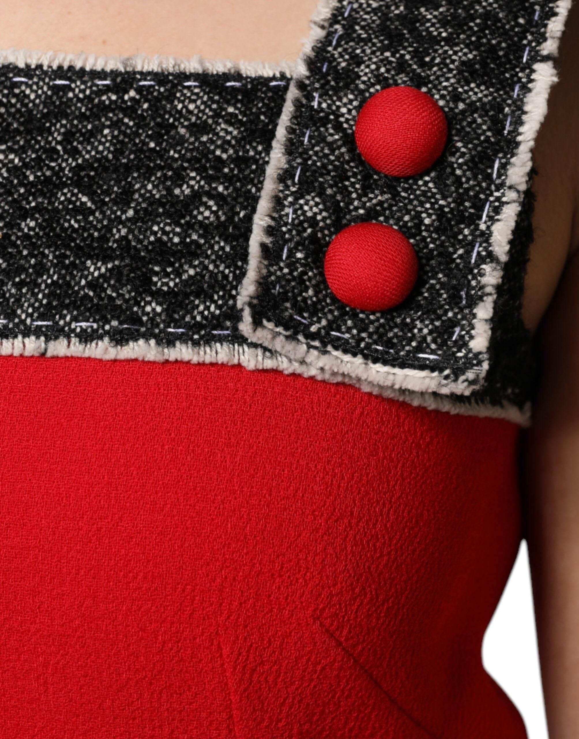 Dolce & Gabbana Red Wool Sleeveless A-line Flared Mini Dress - Hilstor