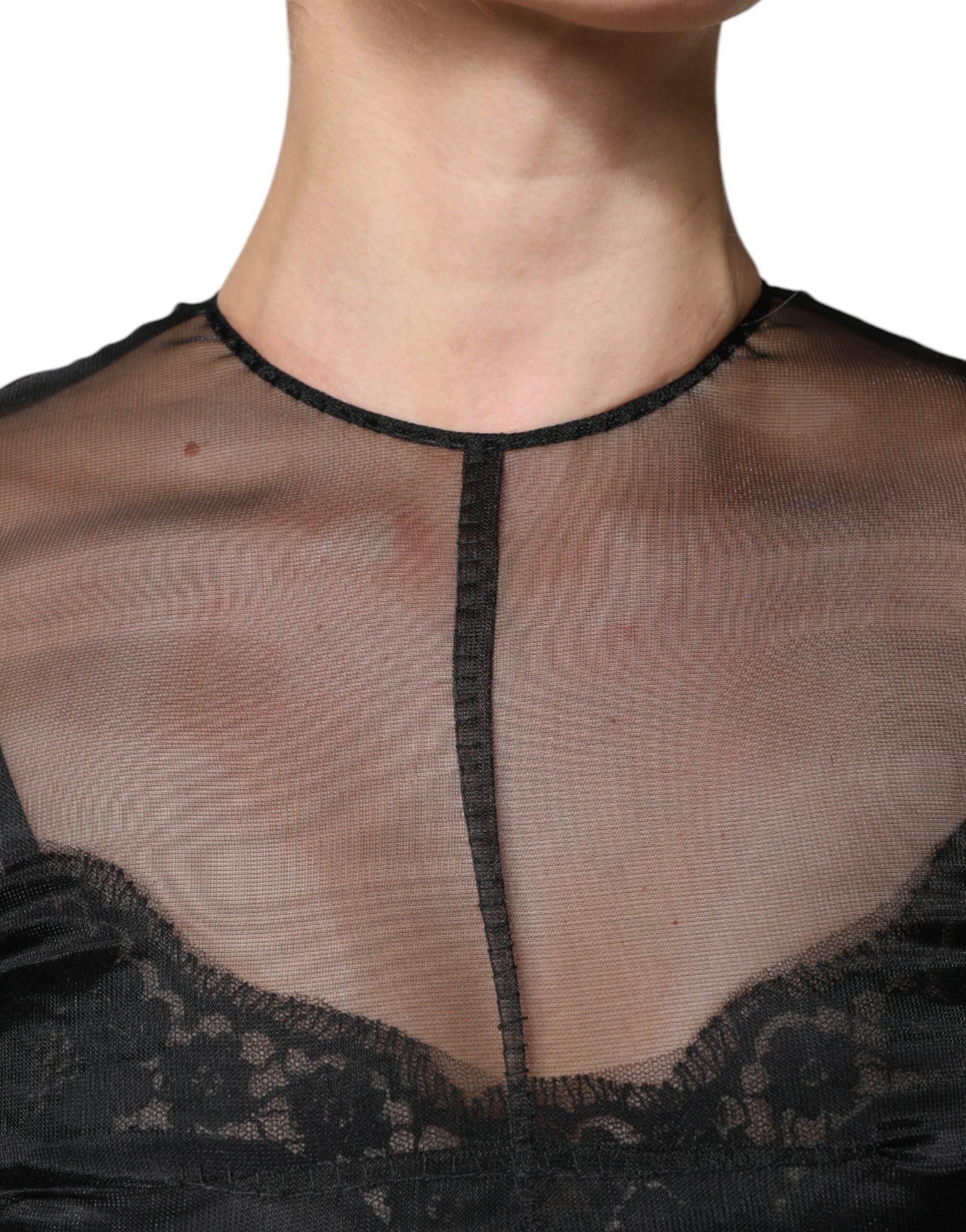 Dolce & Gabbana Black Tulle A-line Midi Cocktail Gown Dress - Hilstor