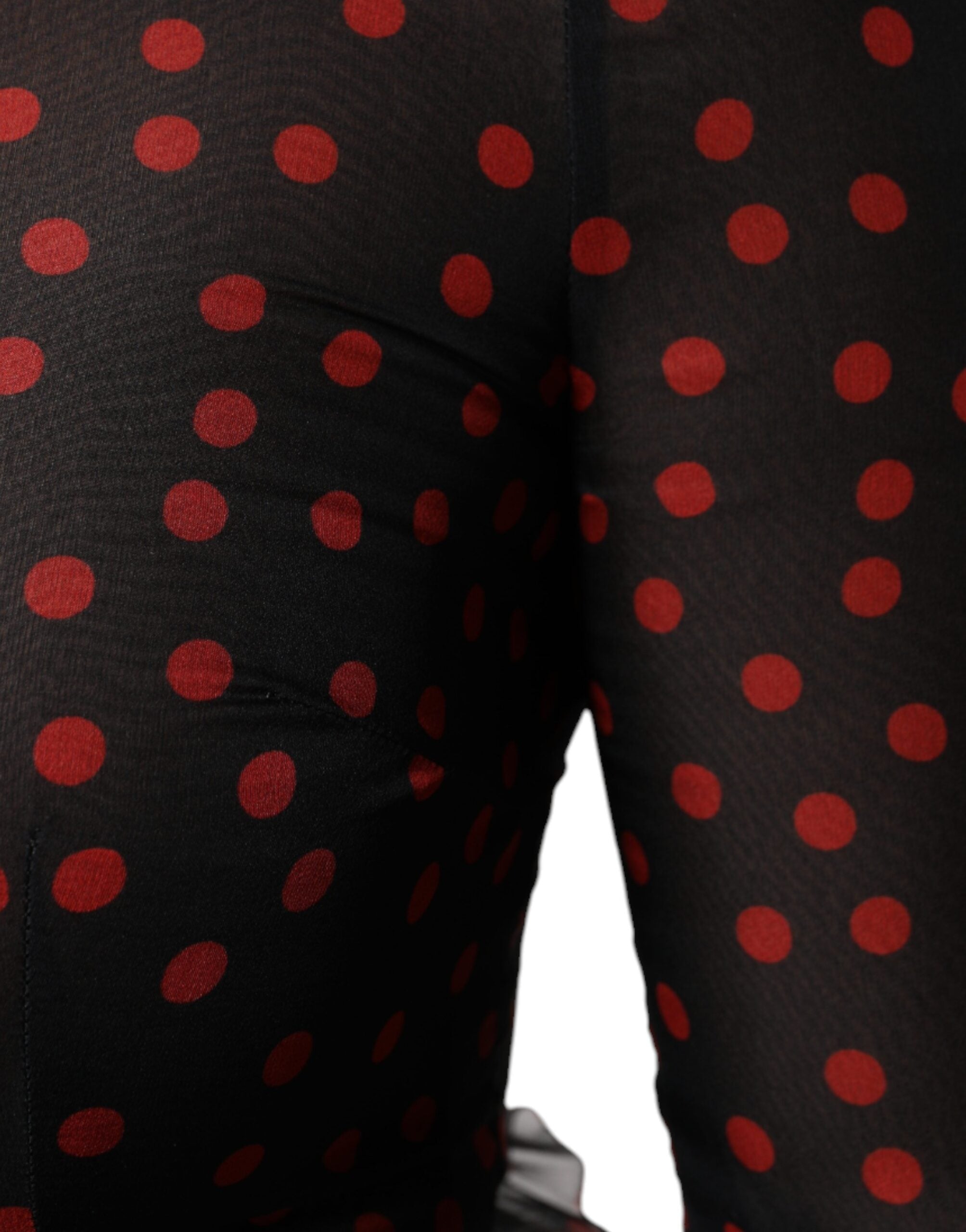 Dolce &amp; Gabbana sort rød polka Dot Silke Layered Midi-kjole