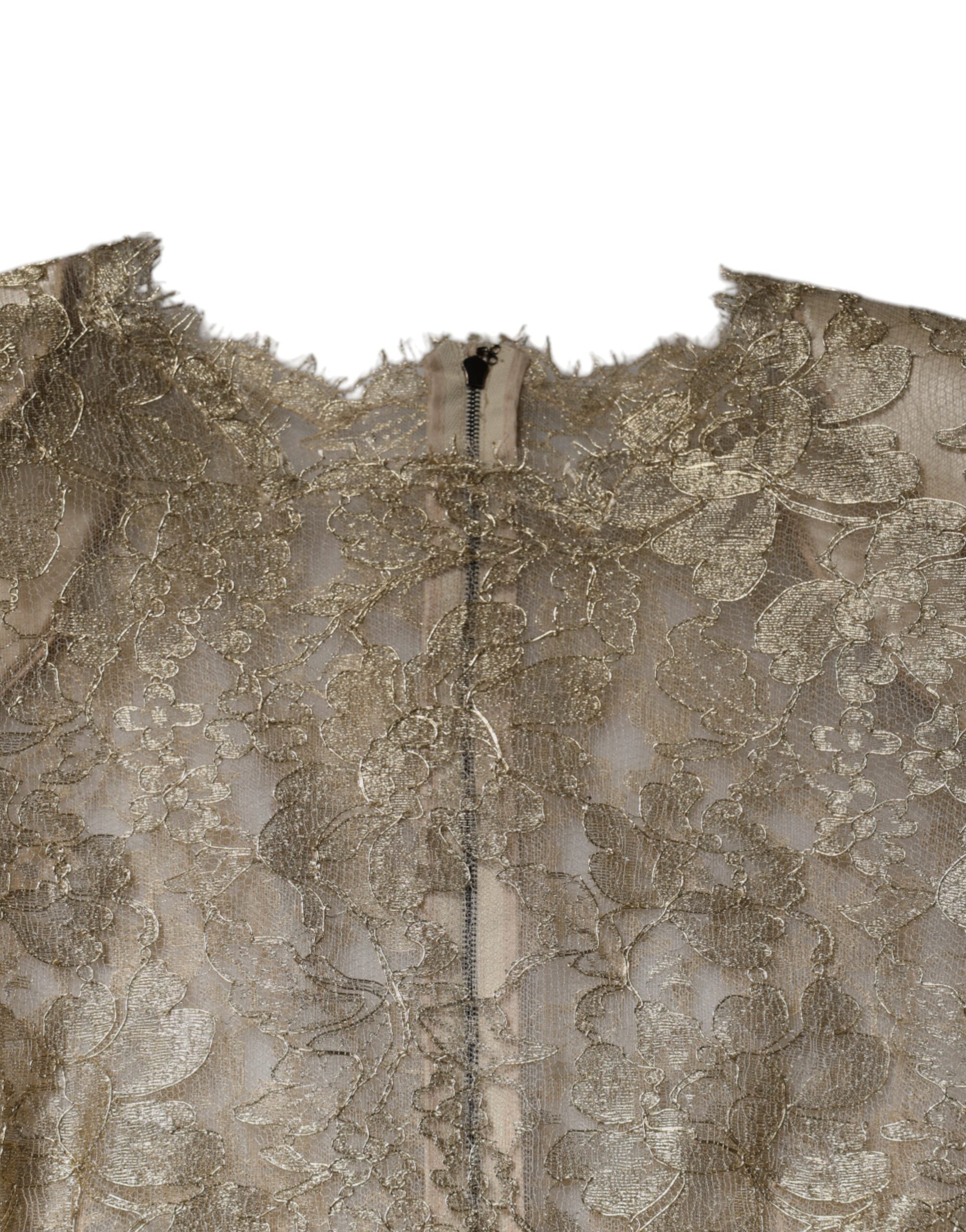 Dolce &amp; Gabbana guldblomstret blonde A-line skede minikjole