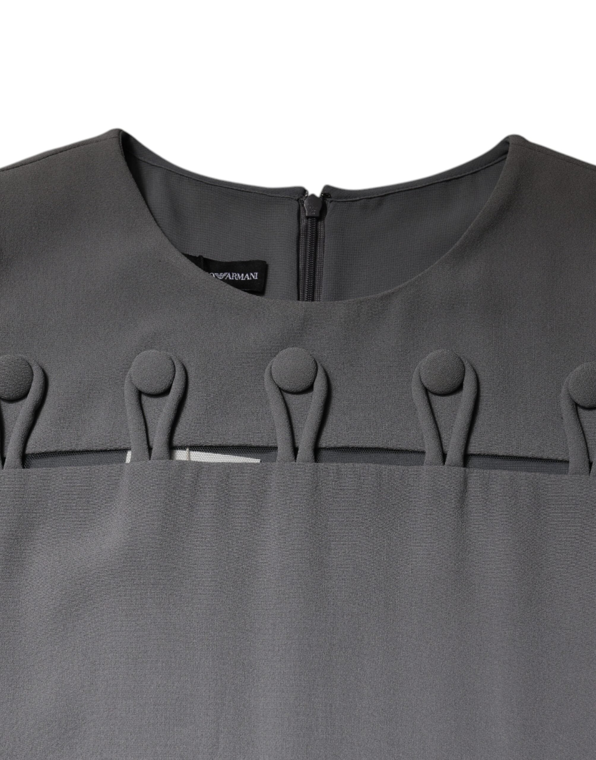 Emporio Armani Grå Rund Hals Ærmeløs A-linje Minikjole