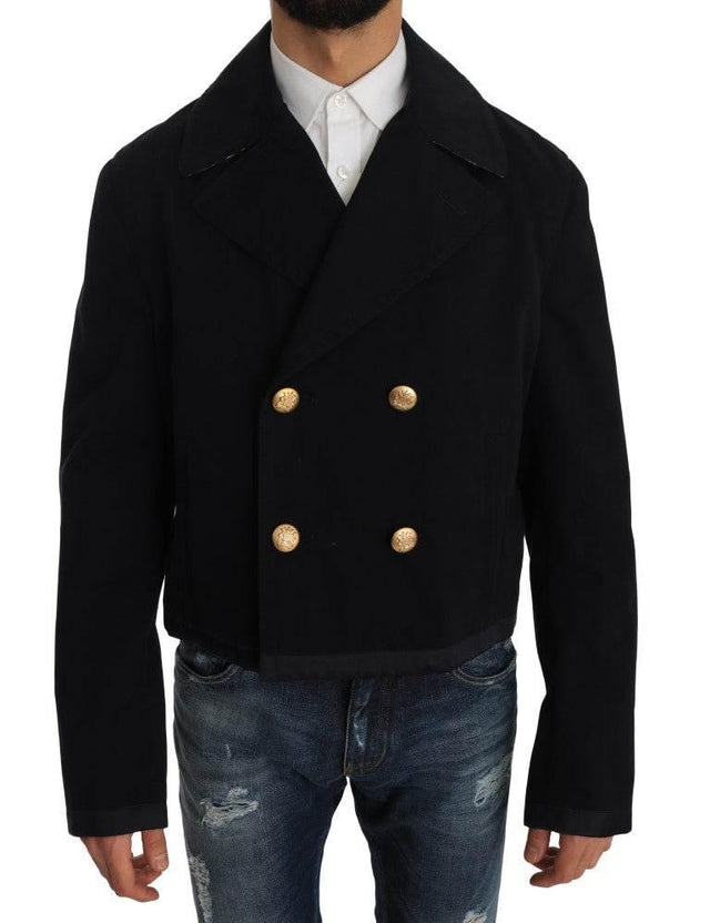 Dolce & Gabbana Elegant Dark Blue Trench Coat Jacket - Hilstor