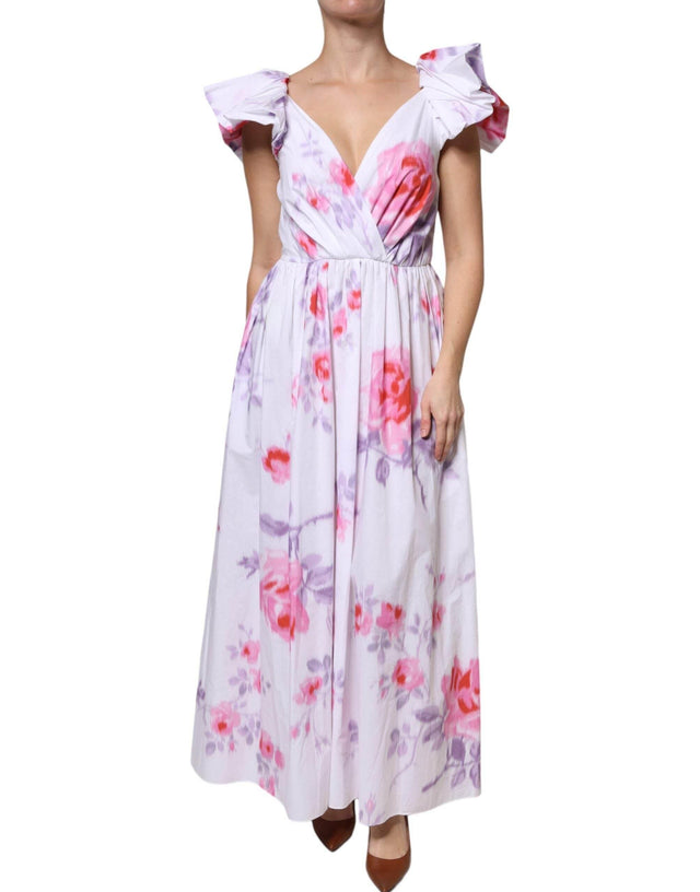 Philosophy White Floral Cotton Maxi Dress - Hilstor