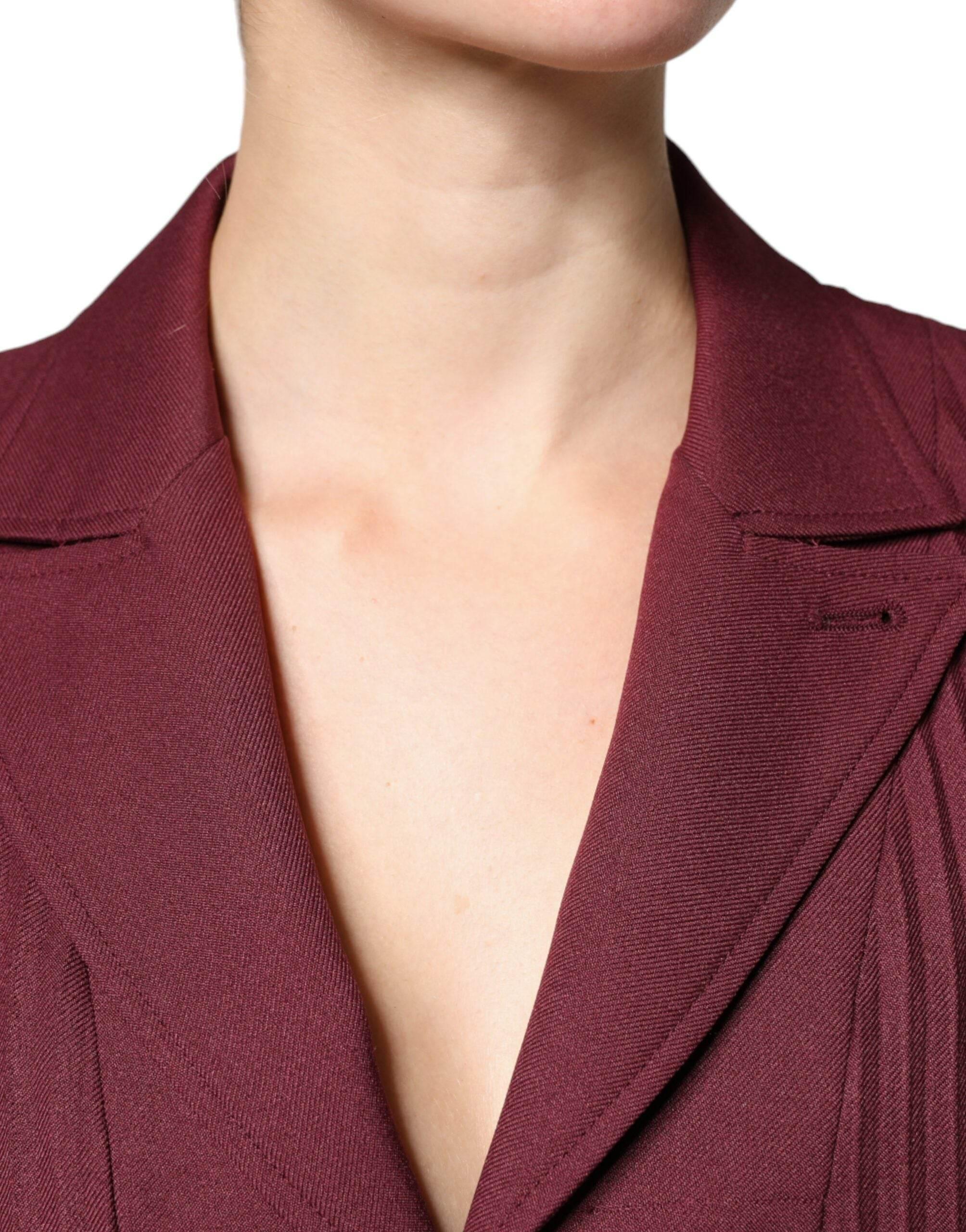 Philosophy Maroon Belted Button Down Dress - Hilstor