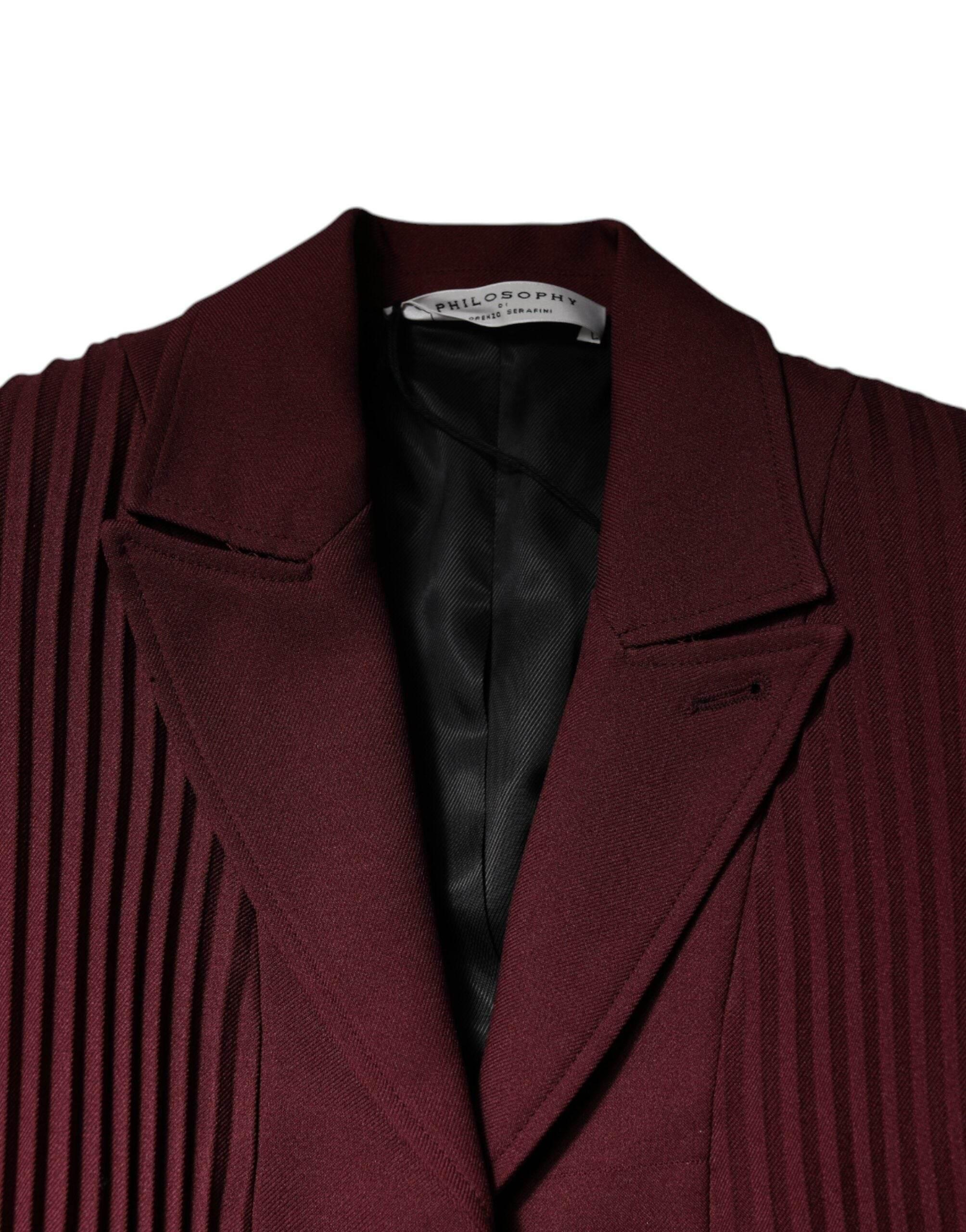 Philosophy Maroon Belted Button Down Dress - Hilstor