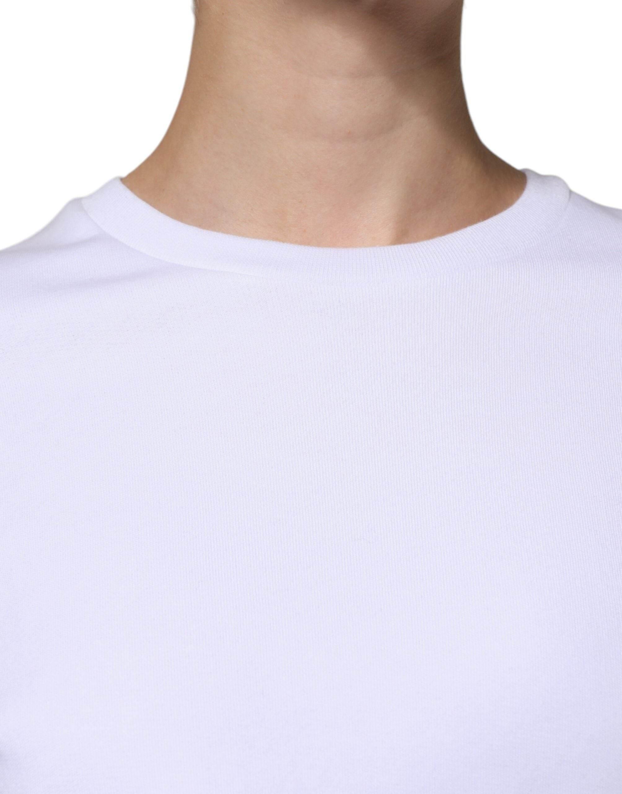 MSGM White Cotton Belted Long Sleeves Crew Neck Mini Dress - Hilstor