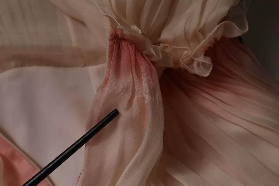 Alberta Ferretti Pink Sleeveless Pleated A-line Maxi Dress - Hilstor
