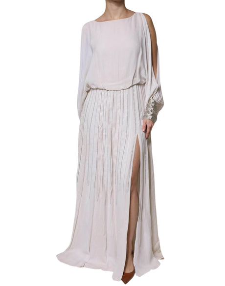 Christian Pellizzari Off White Embellished Long Maxi Dress - Hilstor