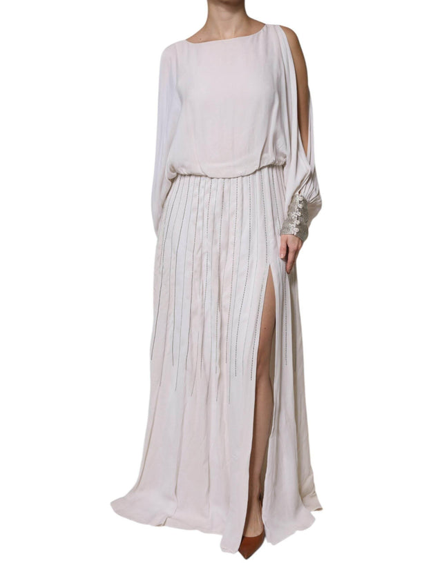 Christian Pellizzari Off White Embellished Long Maxi Dress - Hilstor