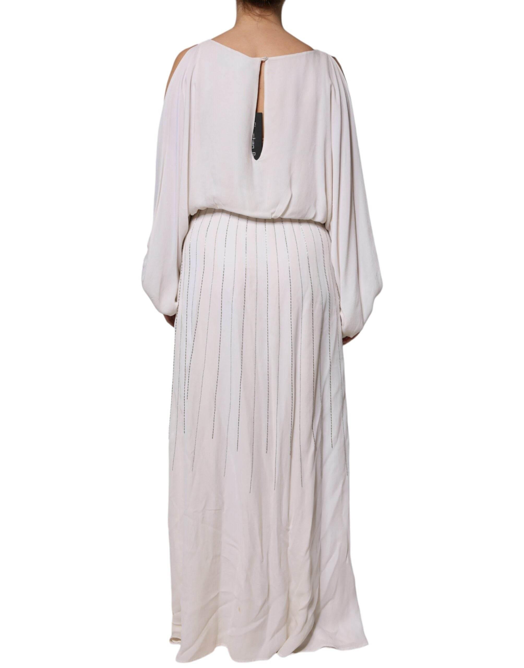 Christian Pellizzari Off White Embellished Long Maxi Dress - Hilstor